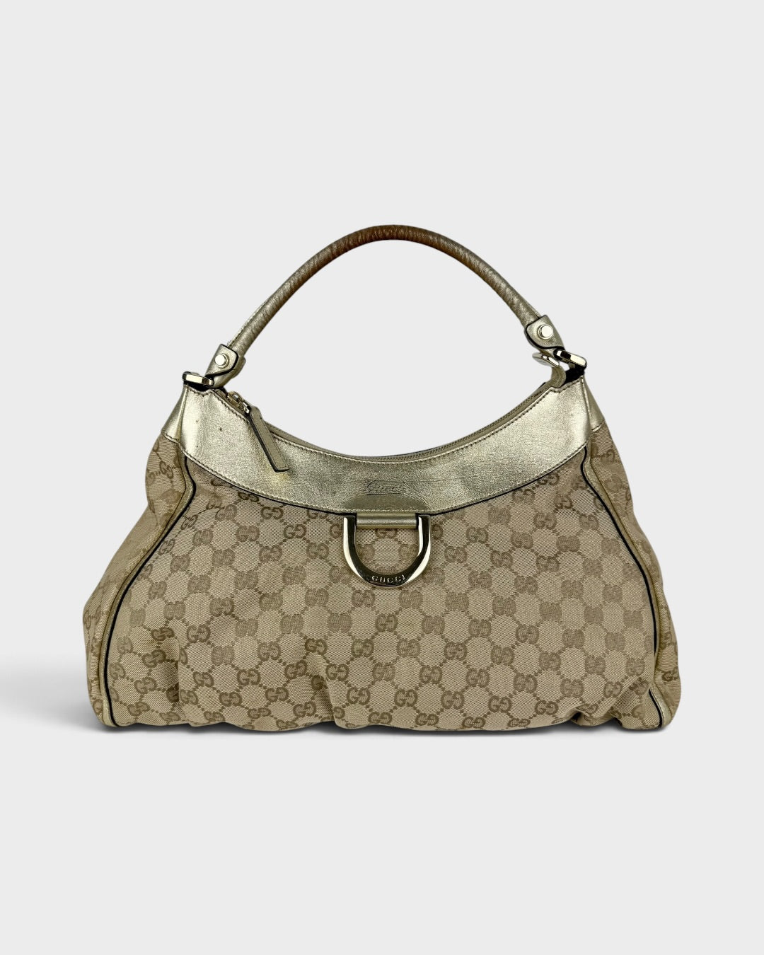 2000s Gucci Monogram Large D-Ring Shoulder Bag