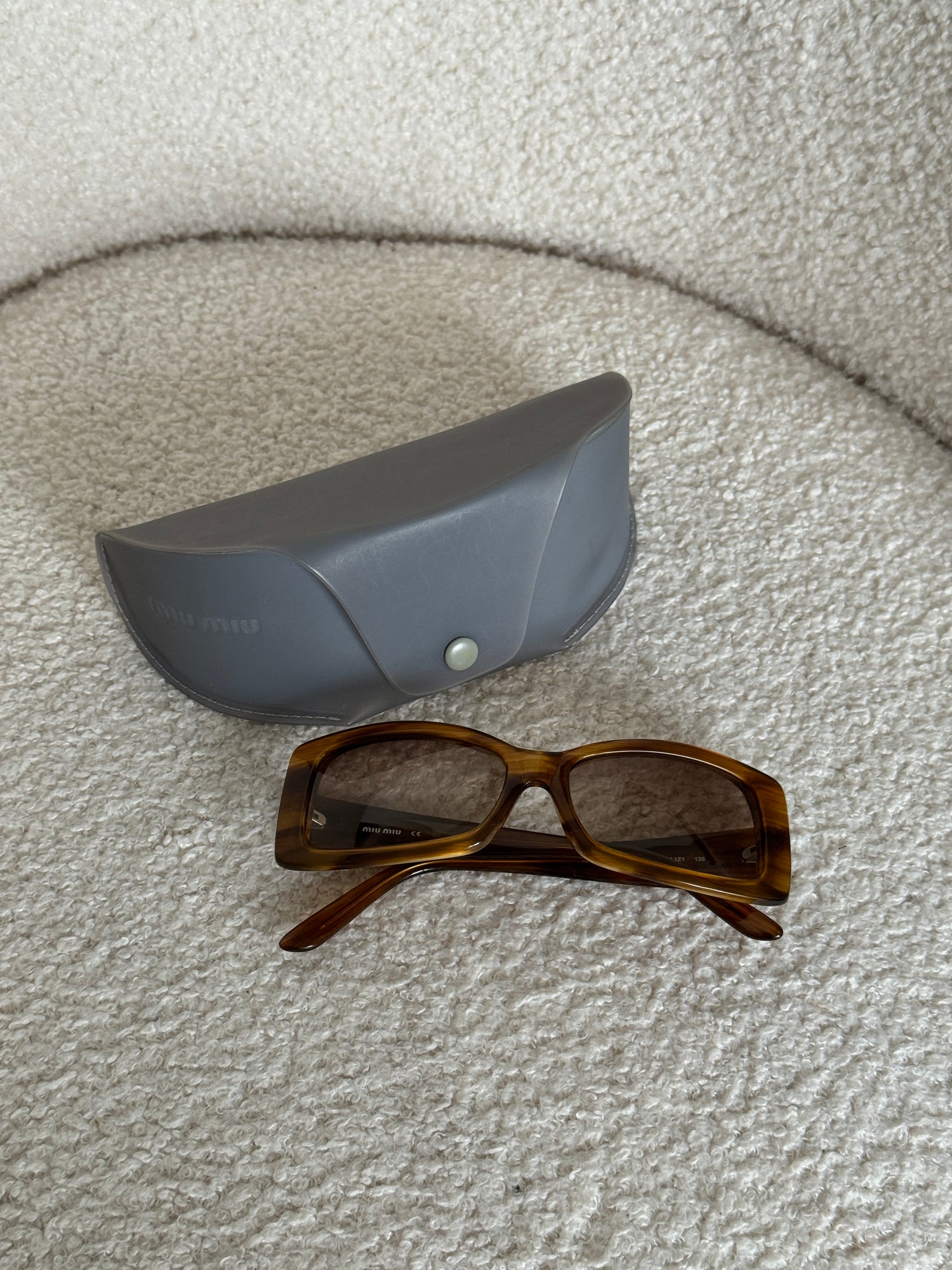 2000s Miu Miu Diamanté Square Brown Tortoise Sunglasses