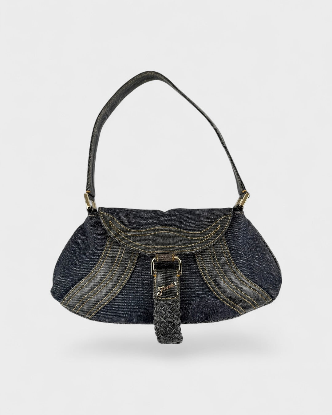 90s Fendi Mini Denim Spy Pouch Shoulder Bag