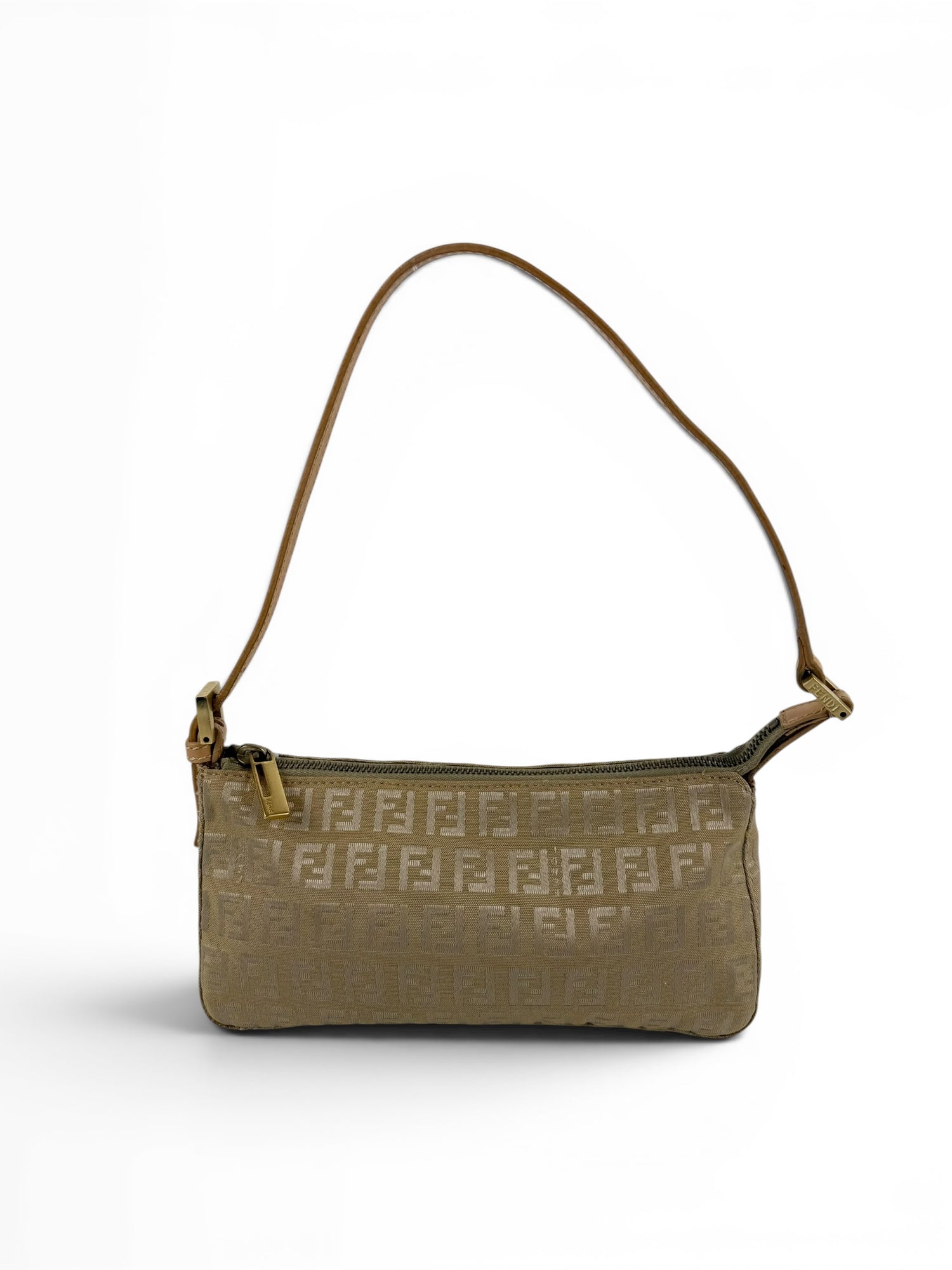 Vintage 90s Fendi Zucca Mini Gold Shoulder Bag