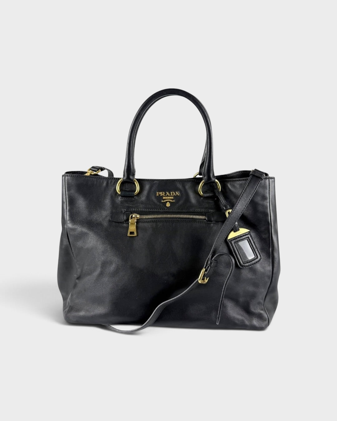 2010s Prada Nappa Leather 2Way Black Tote Bag