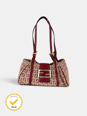 90s Fendi Zucca Red Mini Shoulder Bag