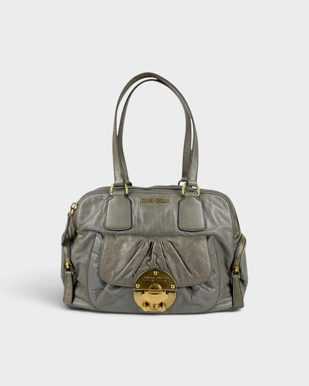 2010s Miu Miu Vitello Shine Cargo Handbag