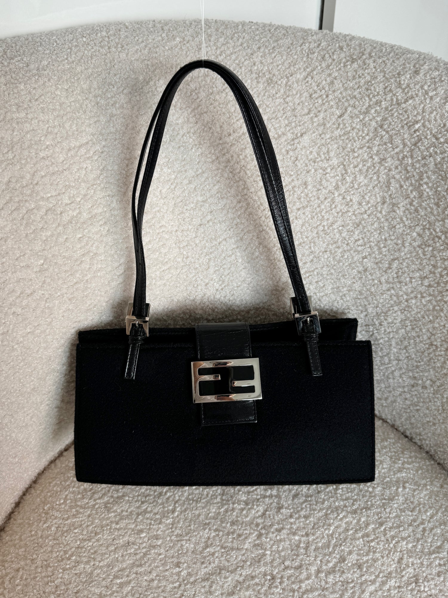 Vintage 90s Fendi FF Buckle Shoulder Bag