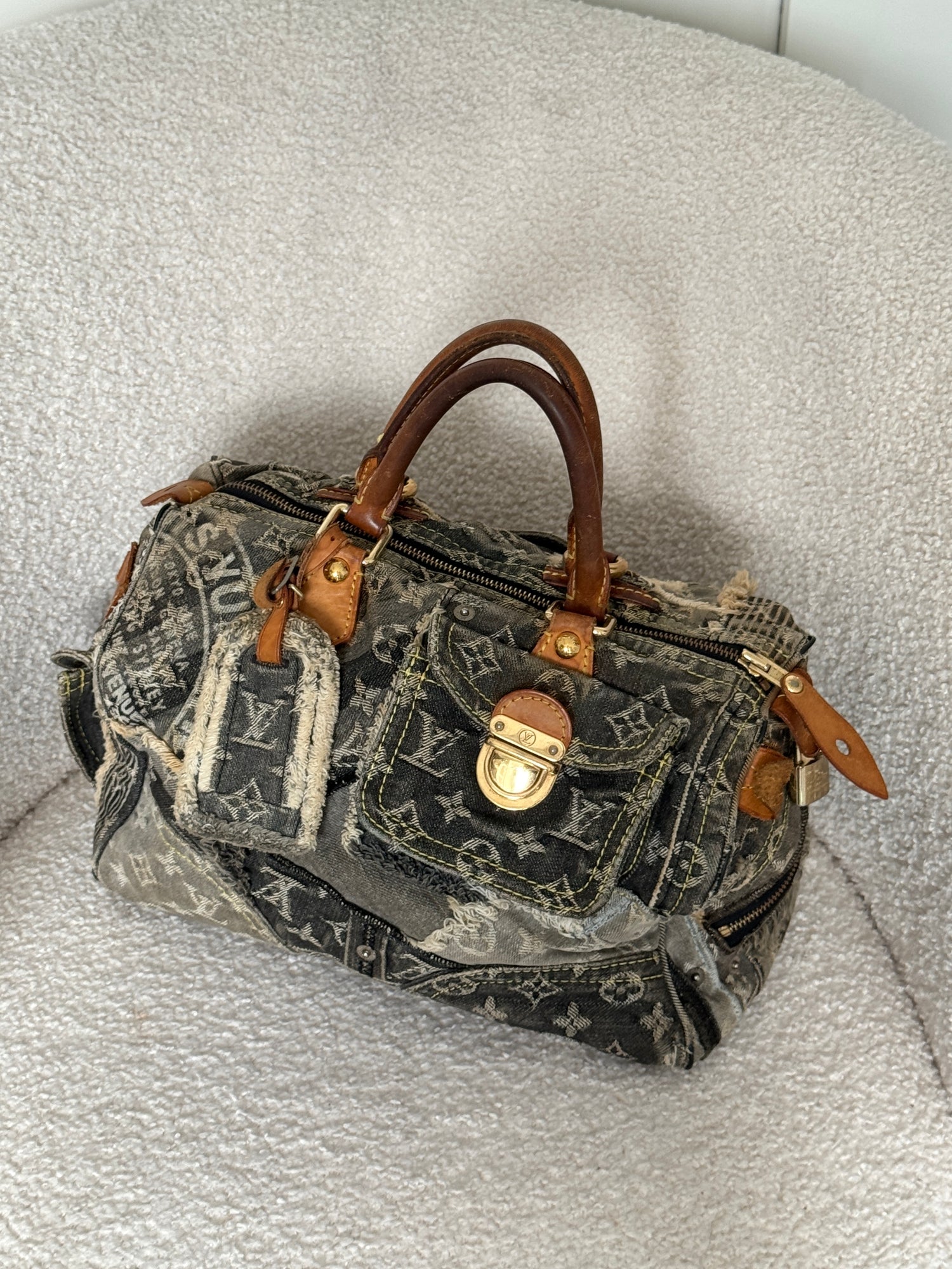 RARE 2007 Louis Vuitton Patchwork Denim Speedy 30 Handbag