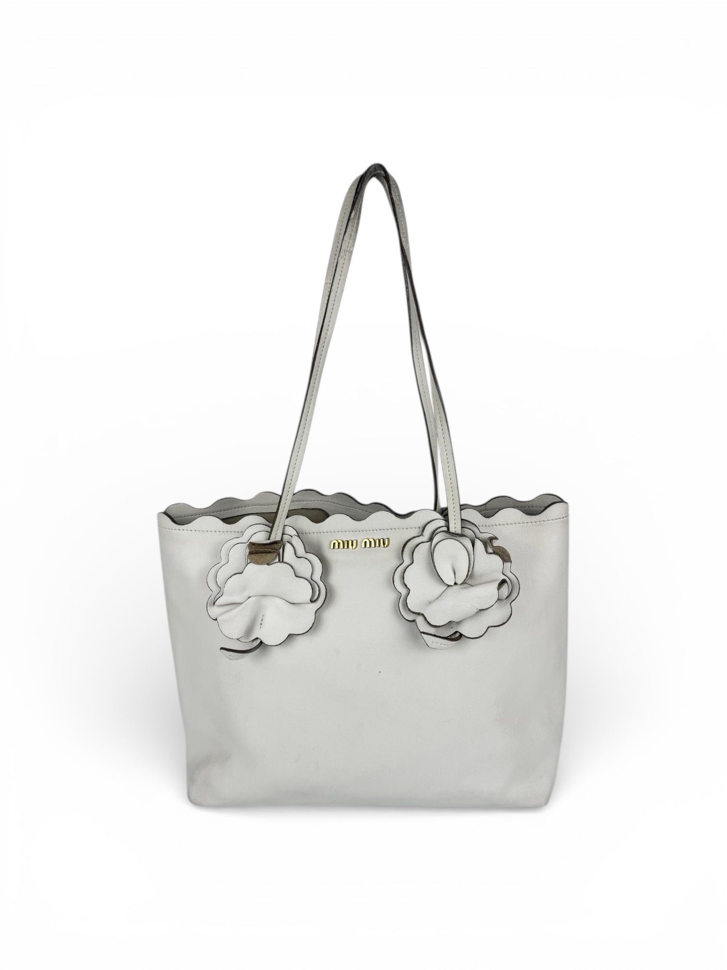 2018 Miu Miu Flower Leather Tote Bag