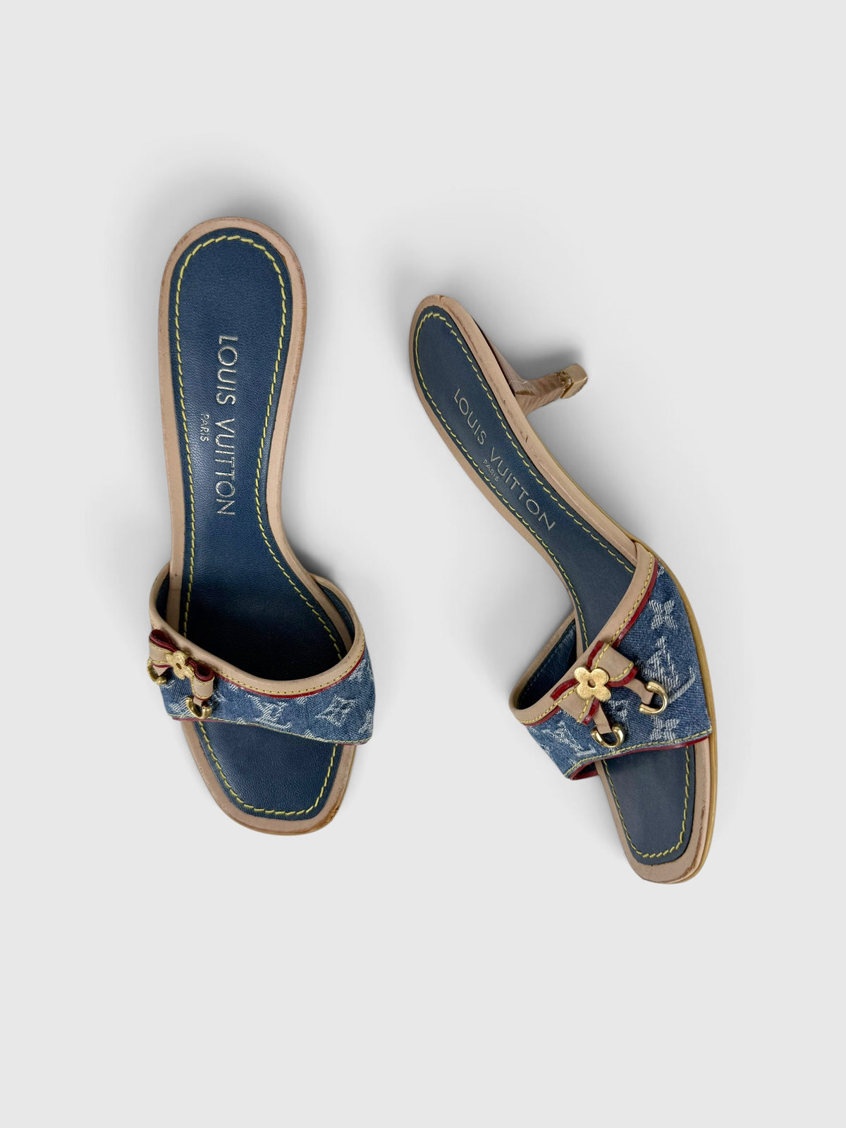 90s Louis Vuitton Denim Mule Heels EU36/UK3