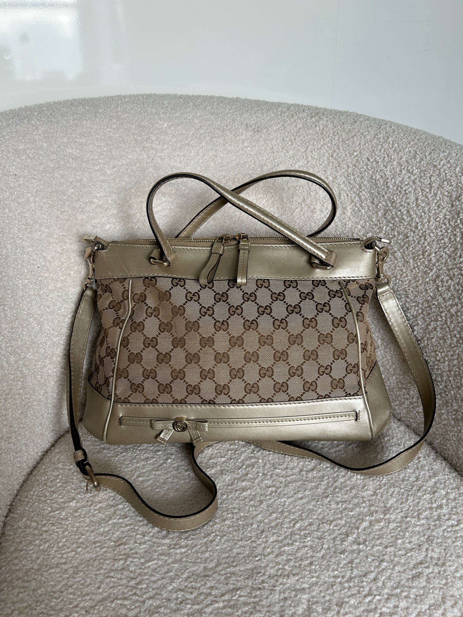 Vintage 90s Gucci Monogram GG Mayfair 2Way Handbag