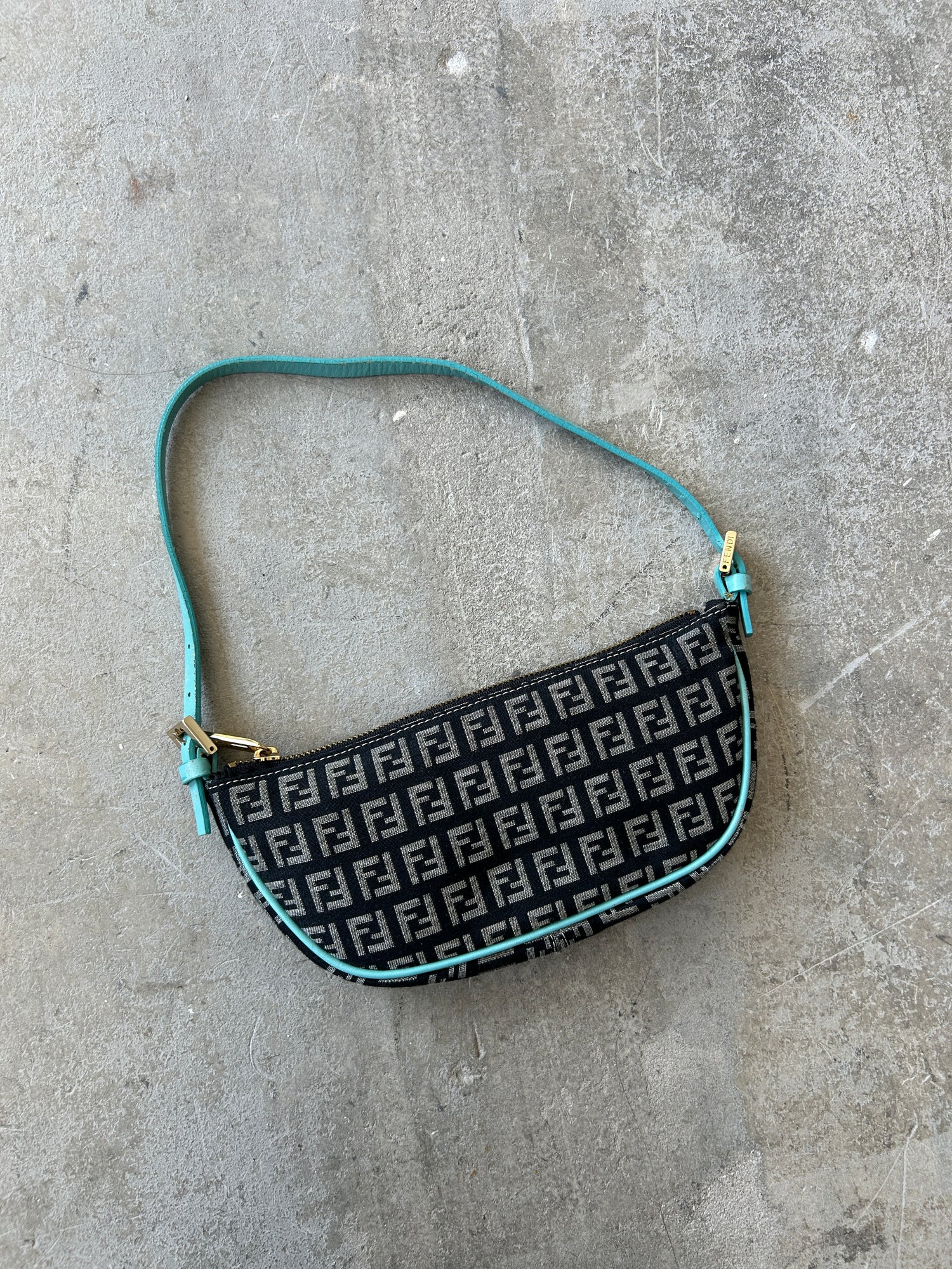 Vintage Fendi Mini Zucca Half Moon Shoulder Bag 90s