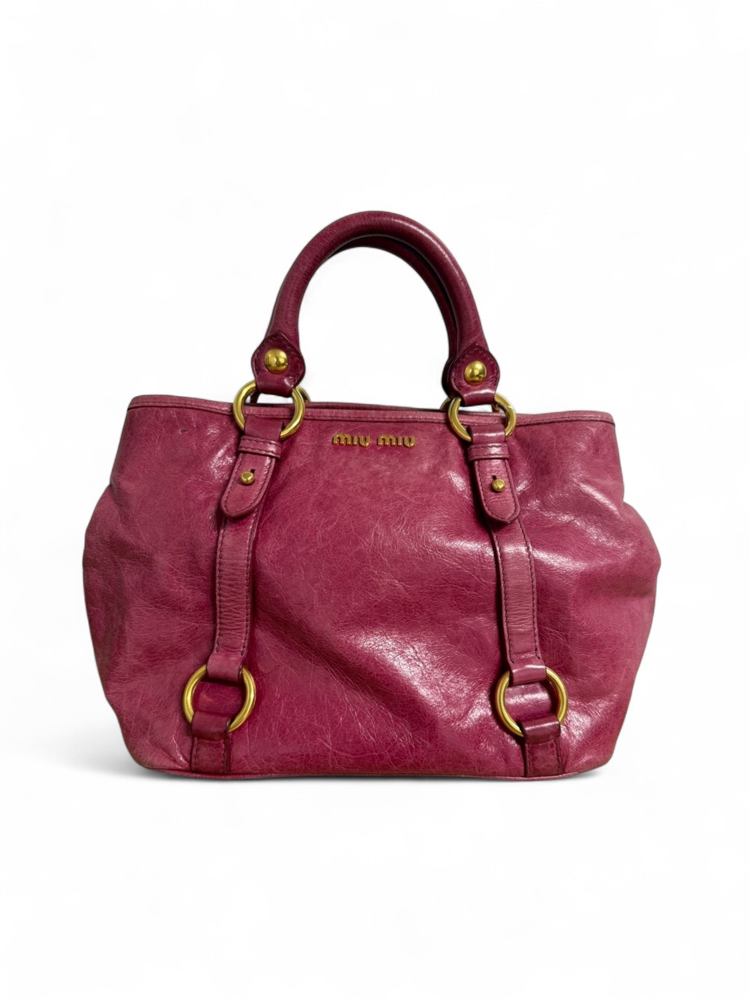 Miu Miu Vitello Lux Pink 2way Handbag