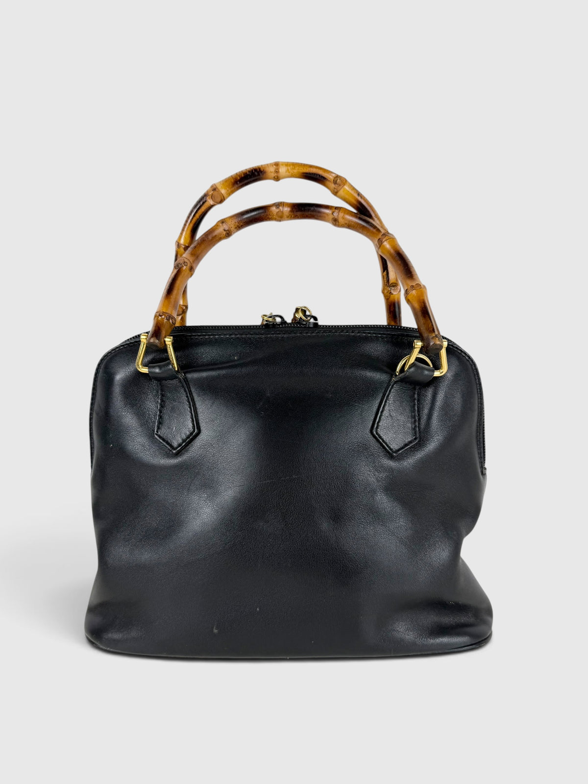 90s Gucci Leather Bamboo Top Handle Handbag