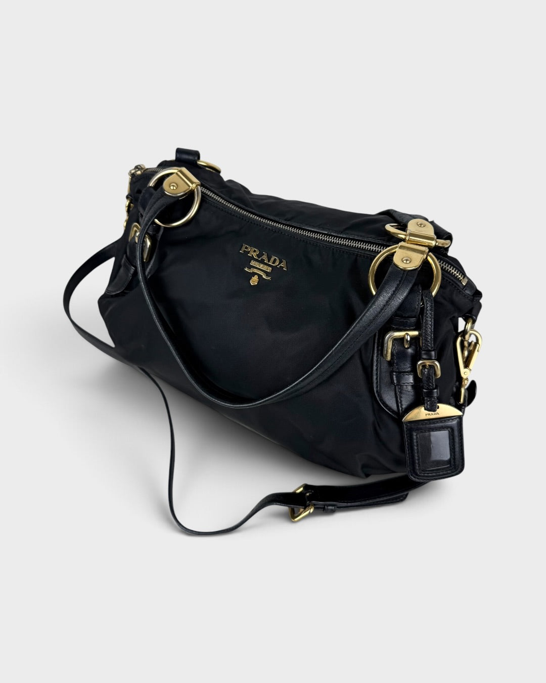 2010s Prada Black Tessuto Nylon 2Way Handbag