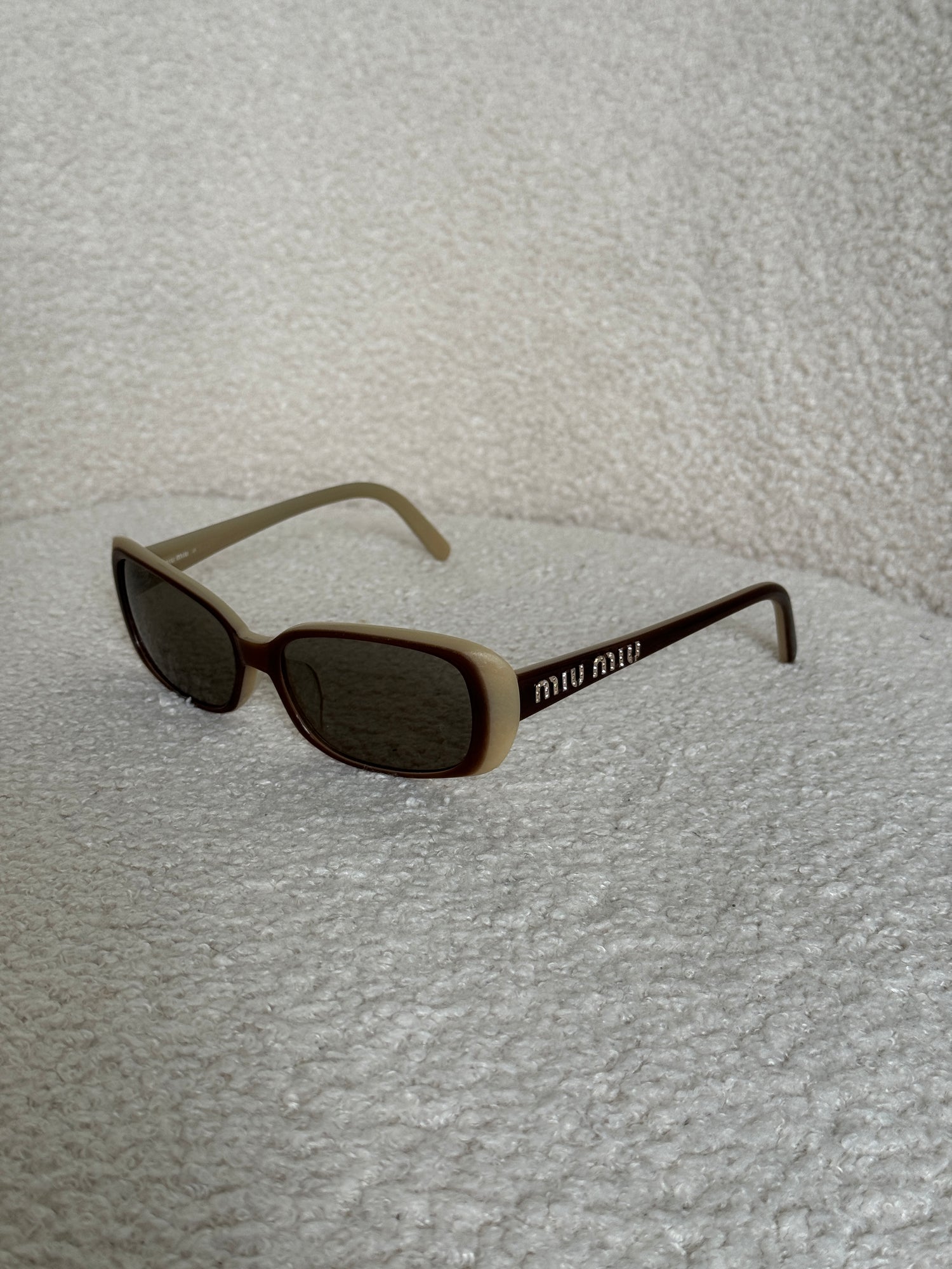 Vintage Miu Miu Contrast Brown Diamanté Sunglasses