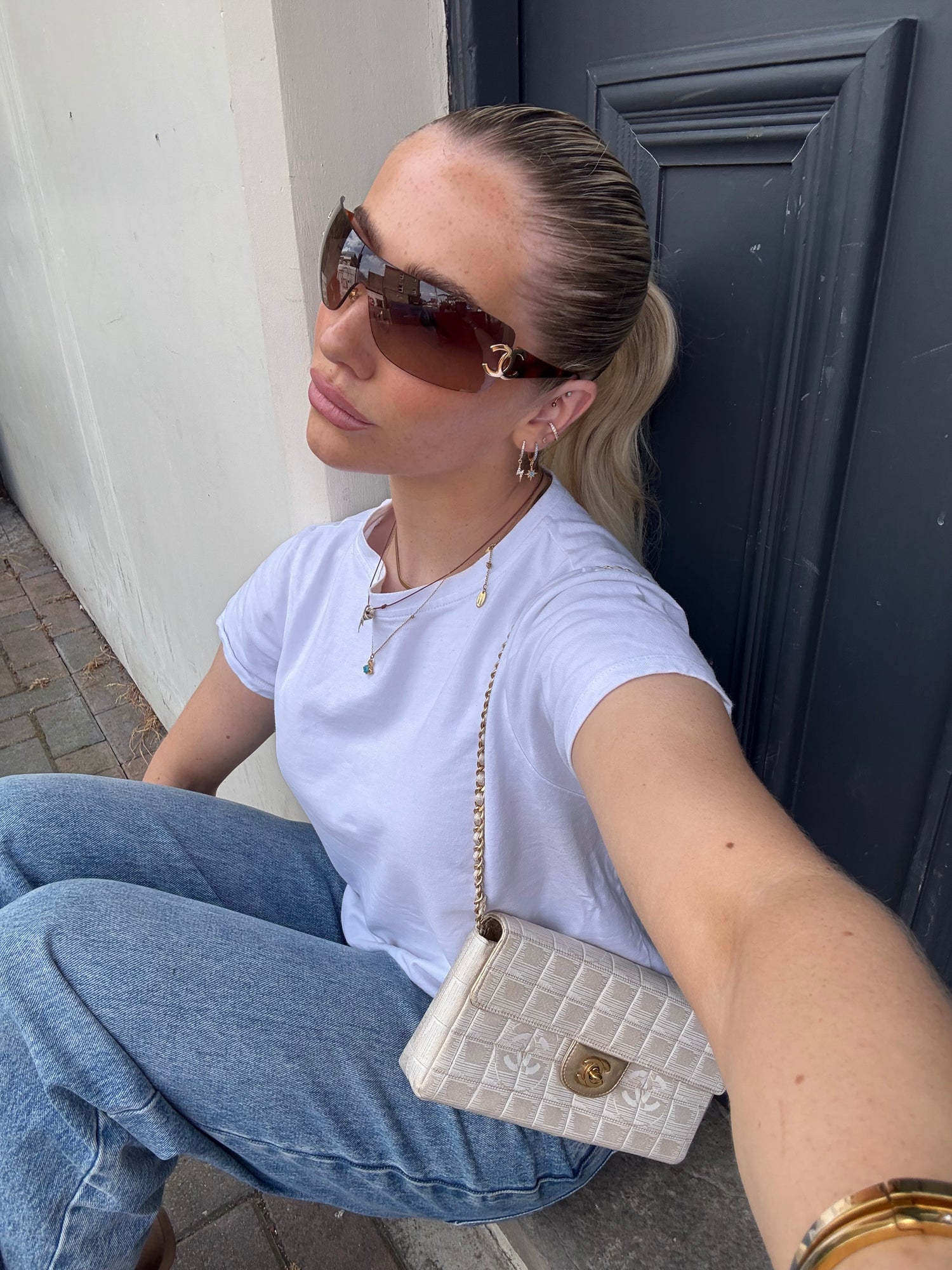 Vintage Chanel East West Travel Line Shoulder Bag (2000-2002)