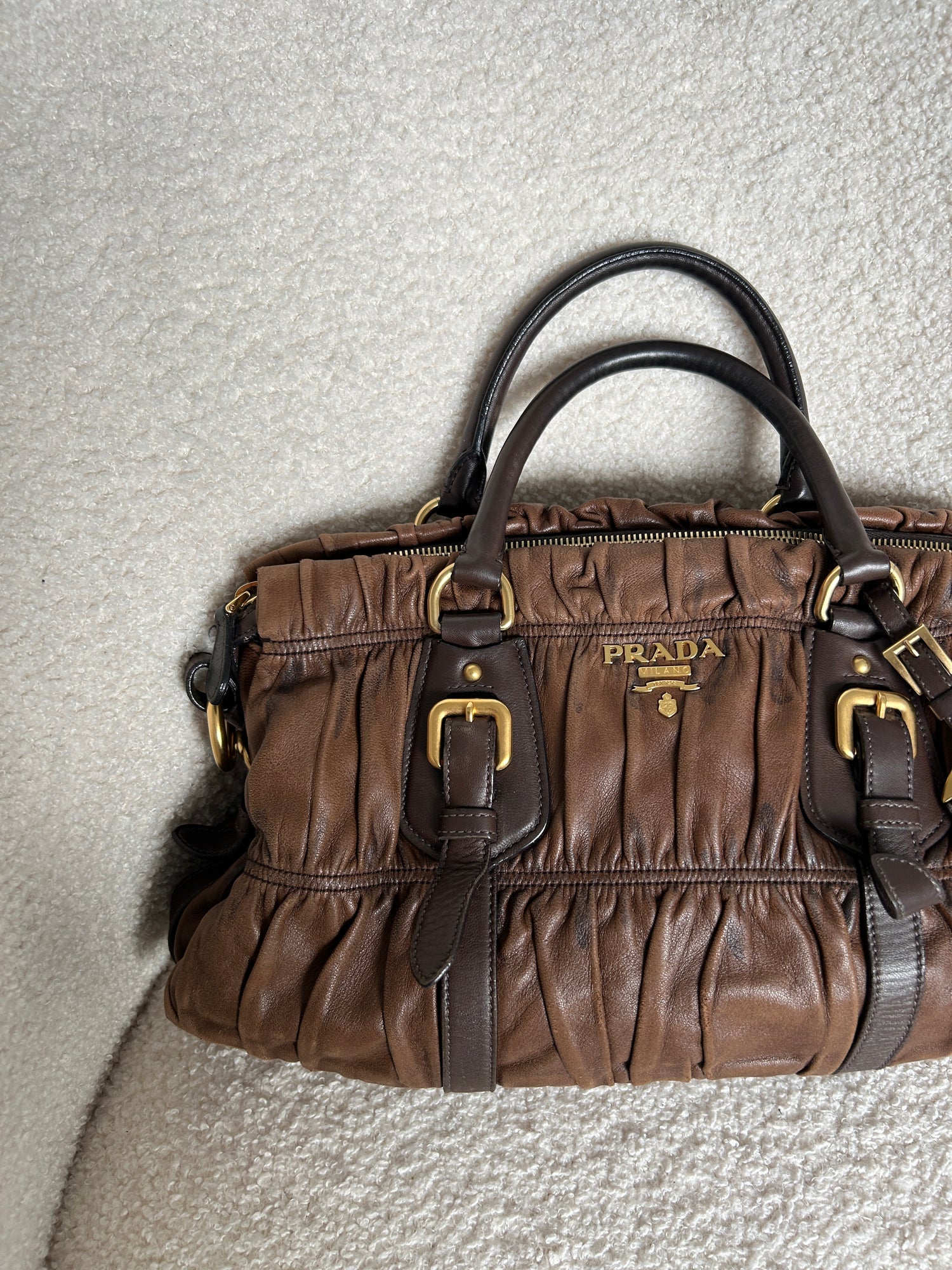 Vintage 2000s Prada Nappa Brown Handbag