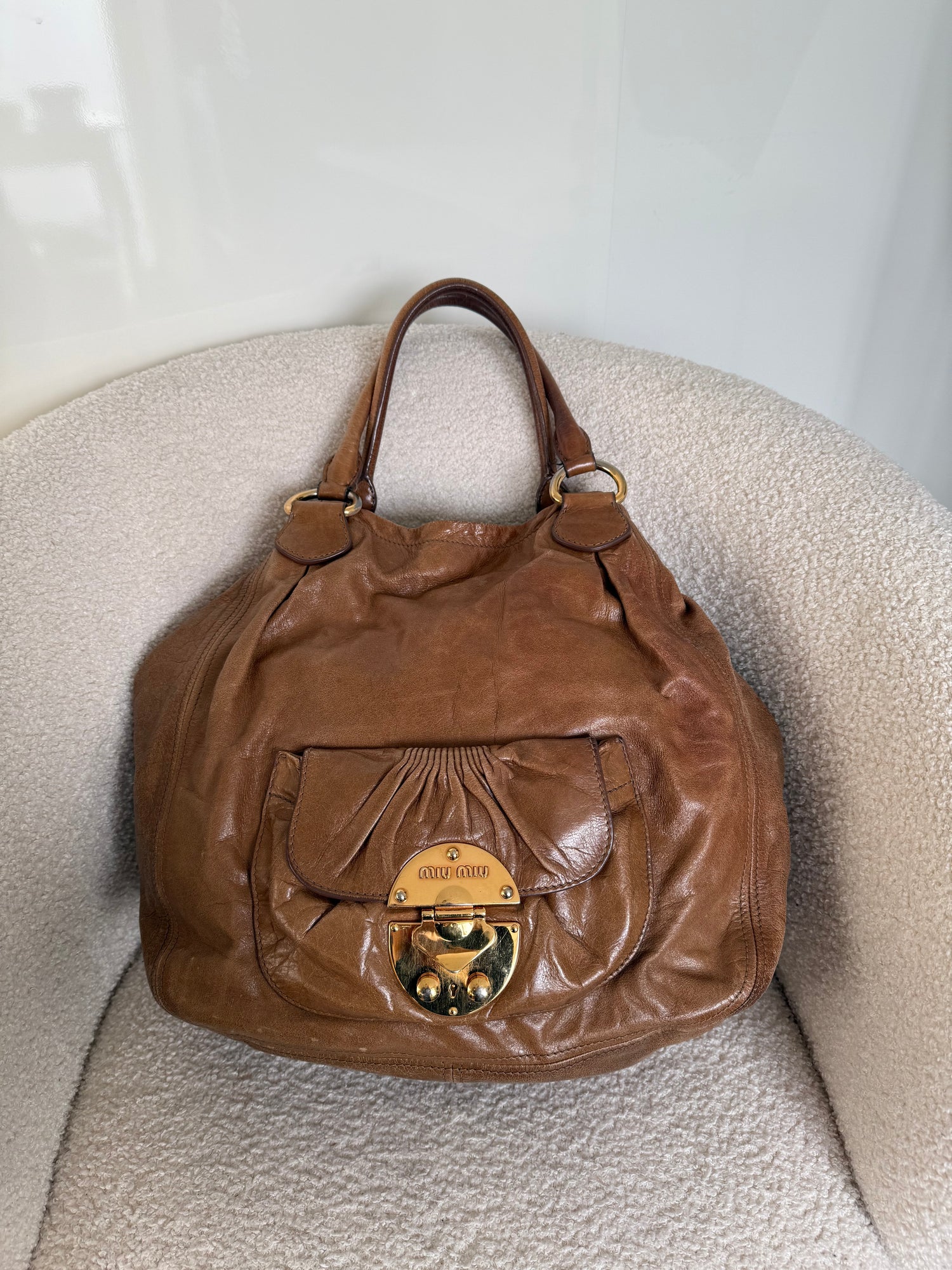 2010s Miu Miu Vitello Leather Handbag