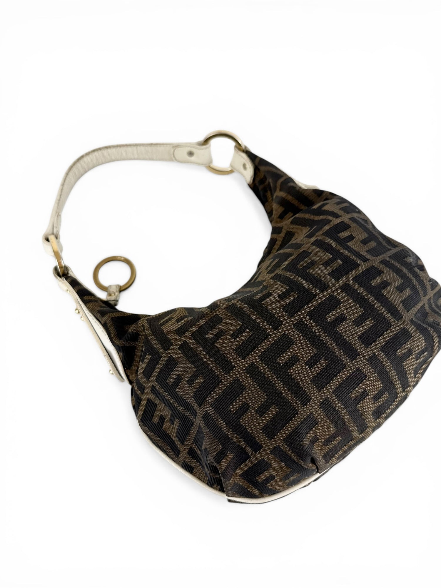 Vintage 90s Fendi Zucca Hobo Shoulder Bag