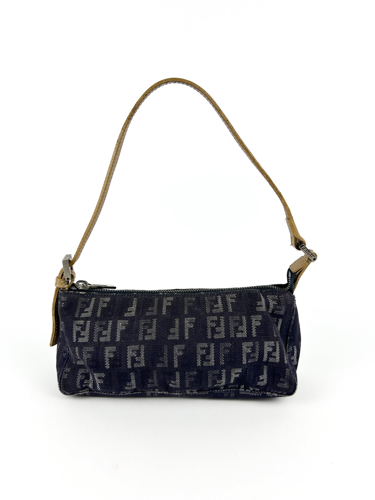 Vintage Fendi Zucca Denim-Look Shoulder Bag