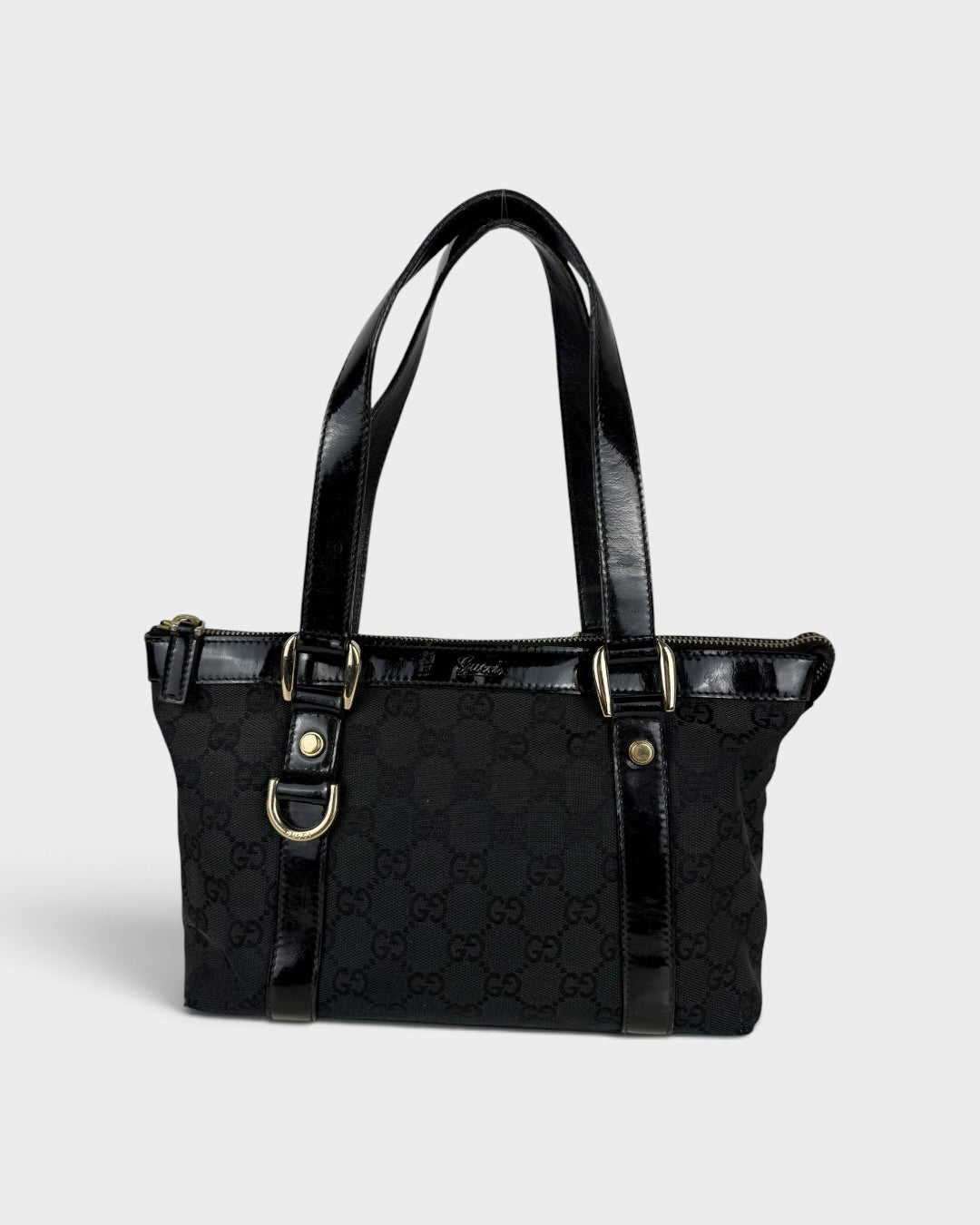 90s Gucci GG Monogram Mini Abbey Handbag Black/Brown