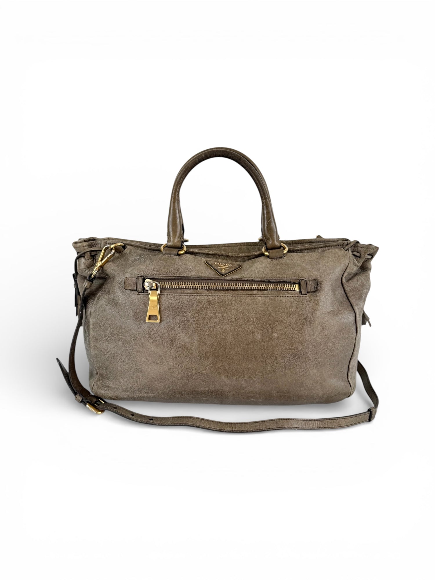 2010s Prada Vitello Shine Large 2Way Handbag