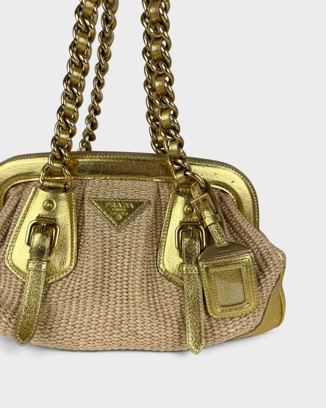 2007 RARE Prada Paglia & Cinghiale Woven Handbag
