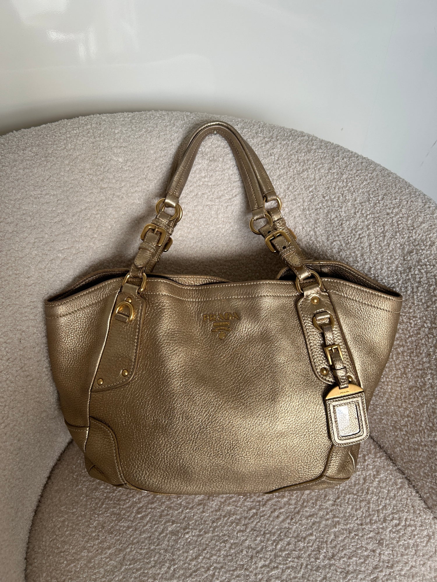 Vintage Prada Leather Large Tote Bag 2000s