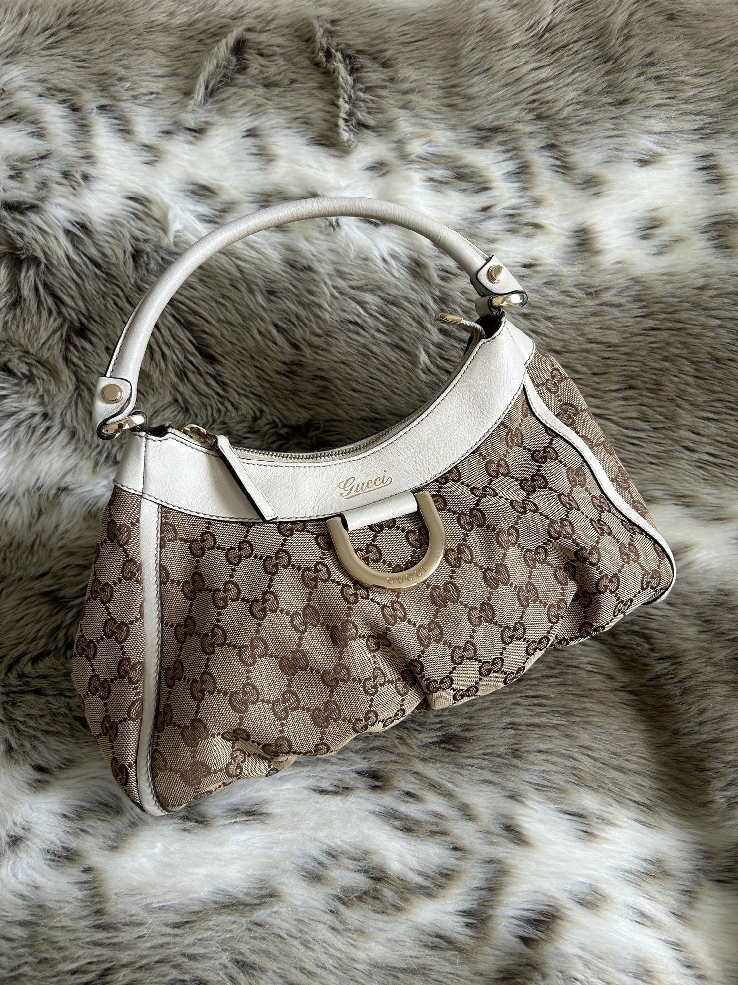 Vintage 90s Gucci Monogram Mini D-Ring Shoulder Bag