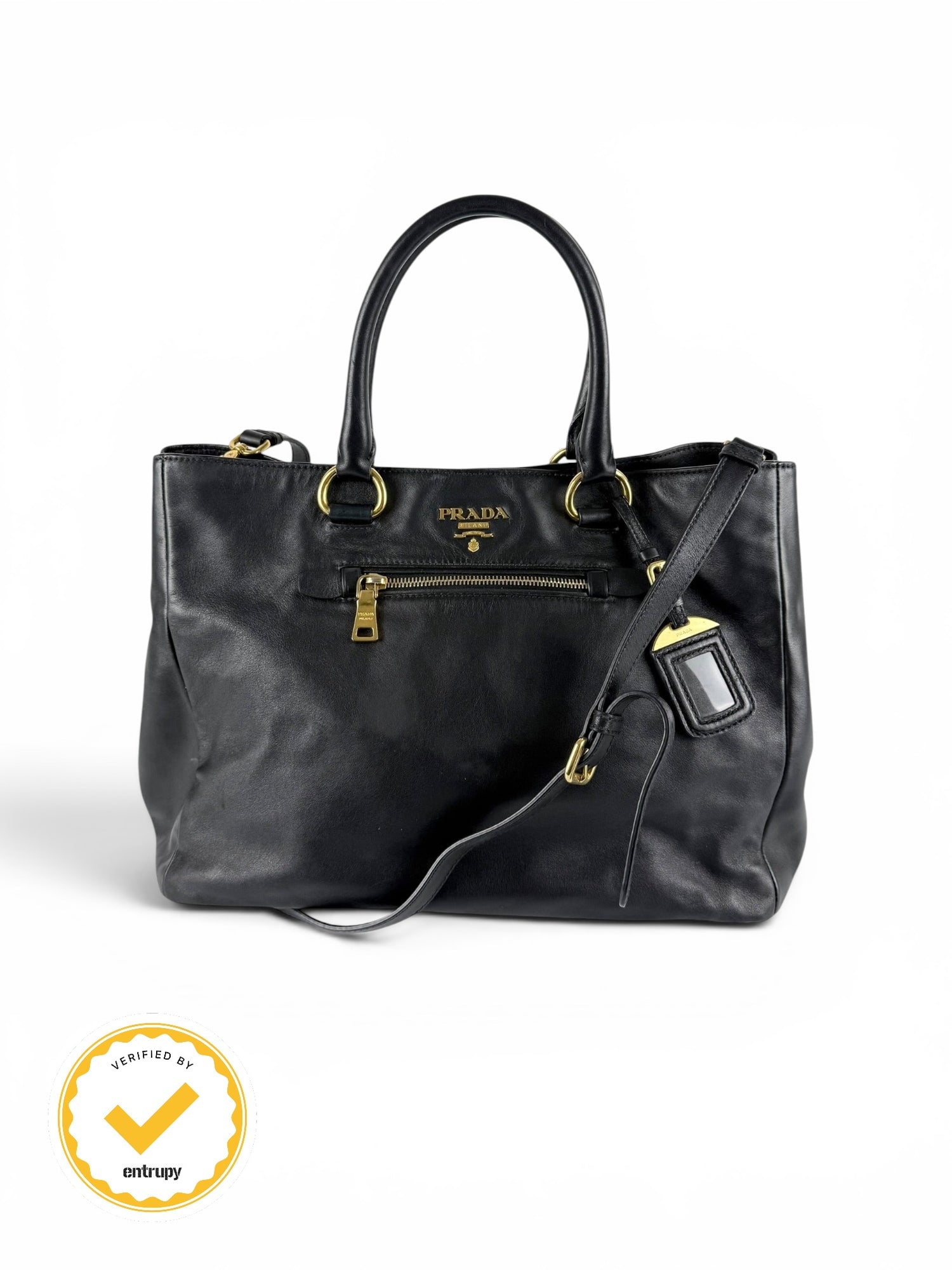 2010s Prada Nappa Leather 2Way Black Tote Bag