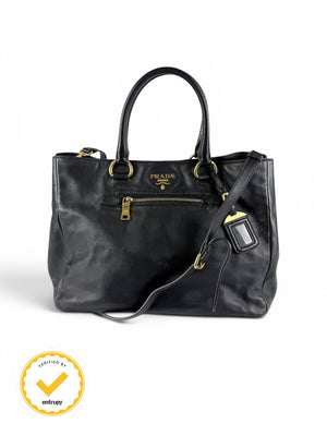 2010s Prada Nappa Leather 2Way Black Tote Bag