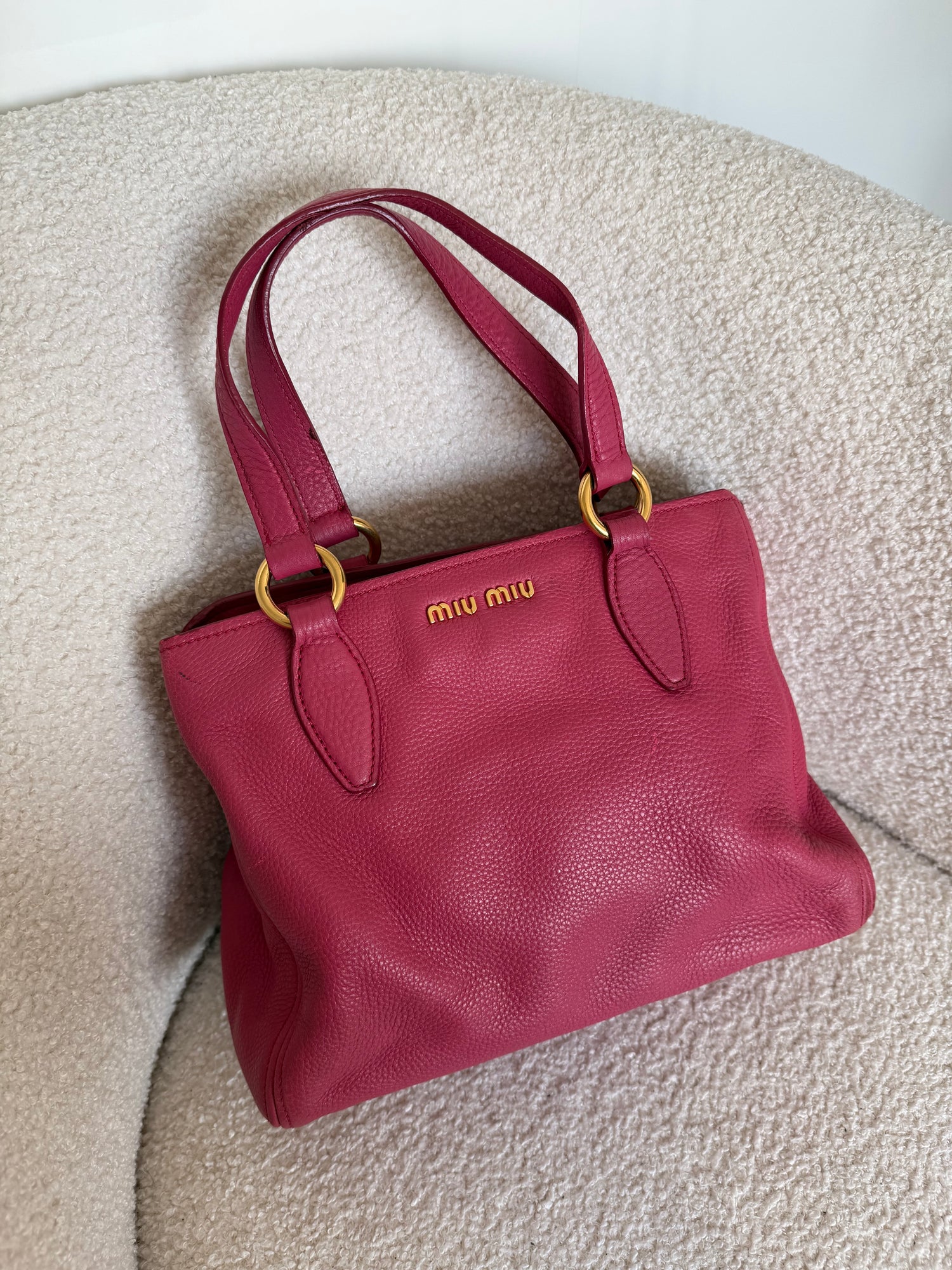 2010s Miu Miu Grained Leather Pink 2Way Tote Bag
