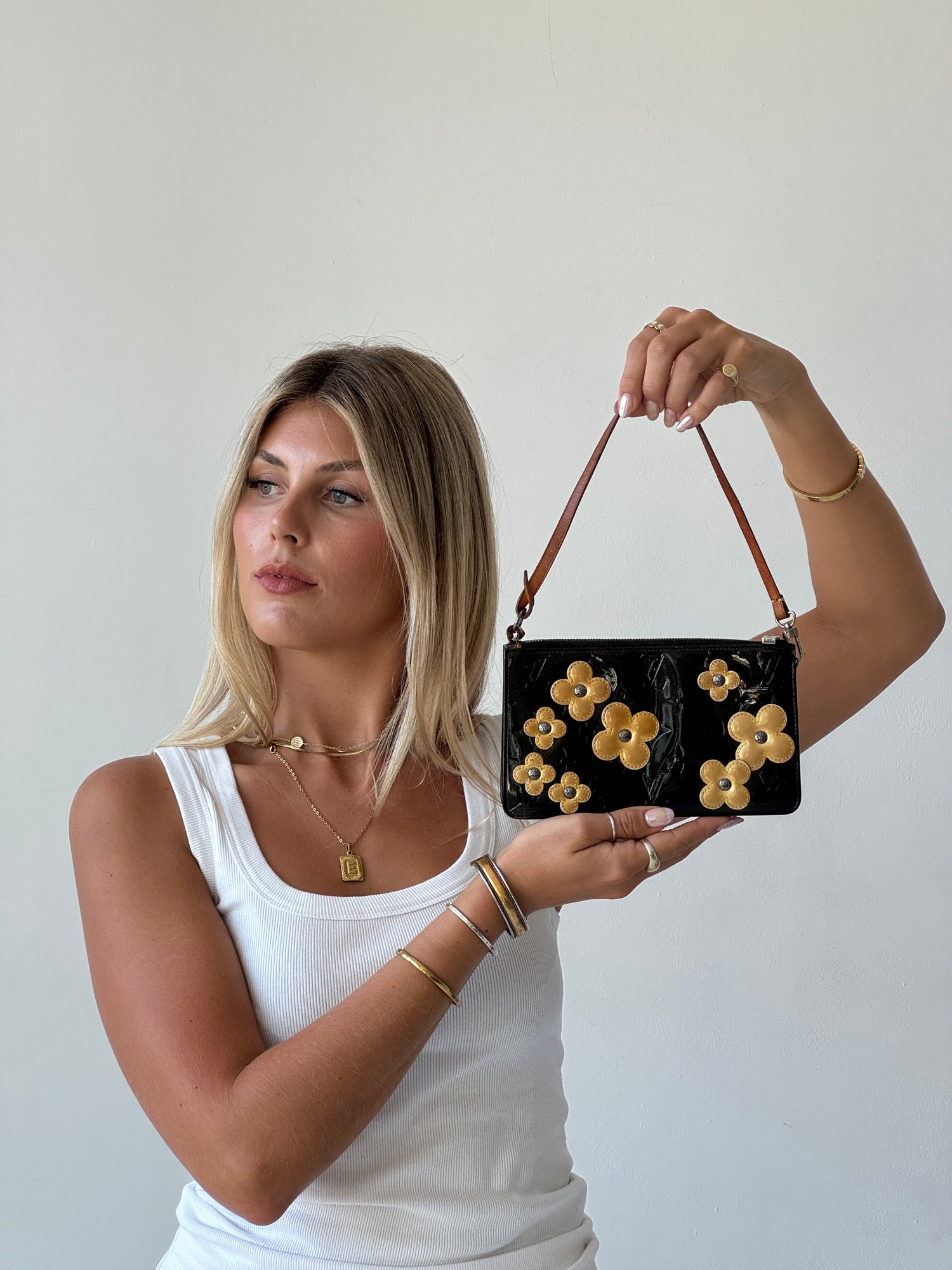 Vintage Louis Vuitton Vernis Lexington Flower Petal Handbag 90s