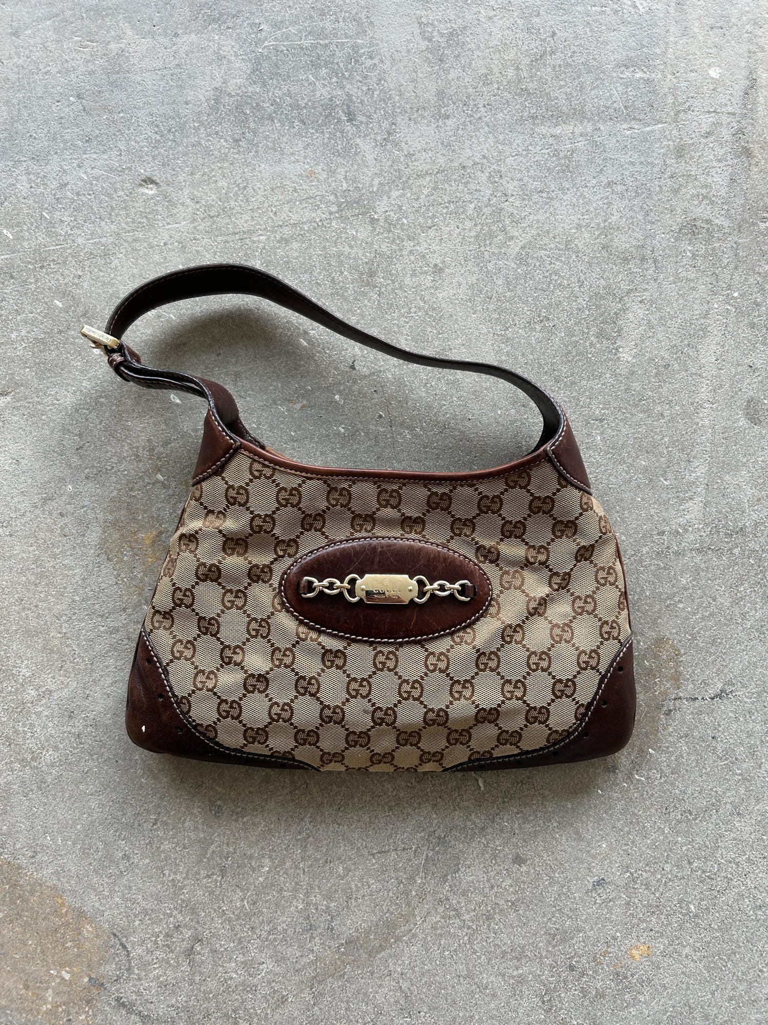 Vintage Gucci Monogram Punching Jackie Hobo Handbag