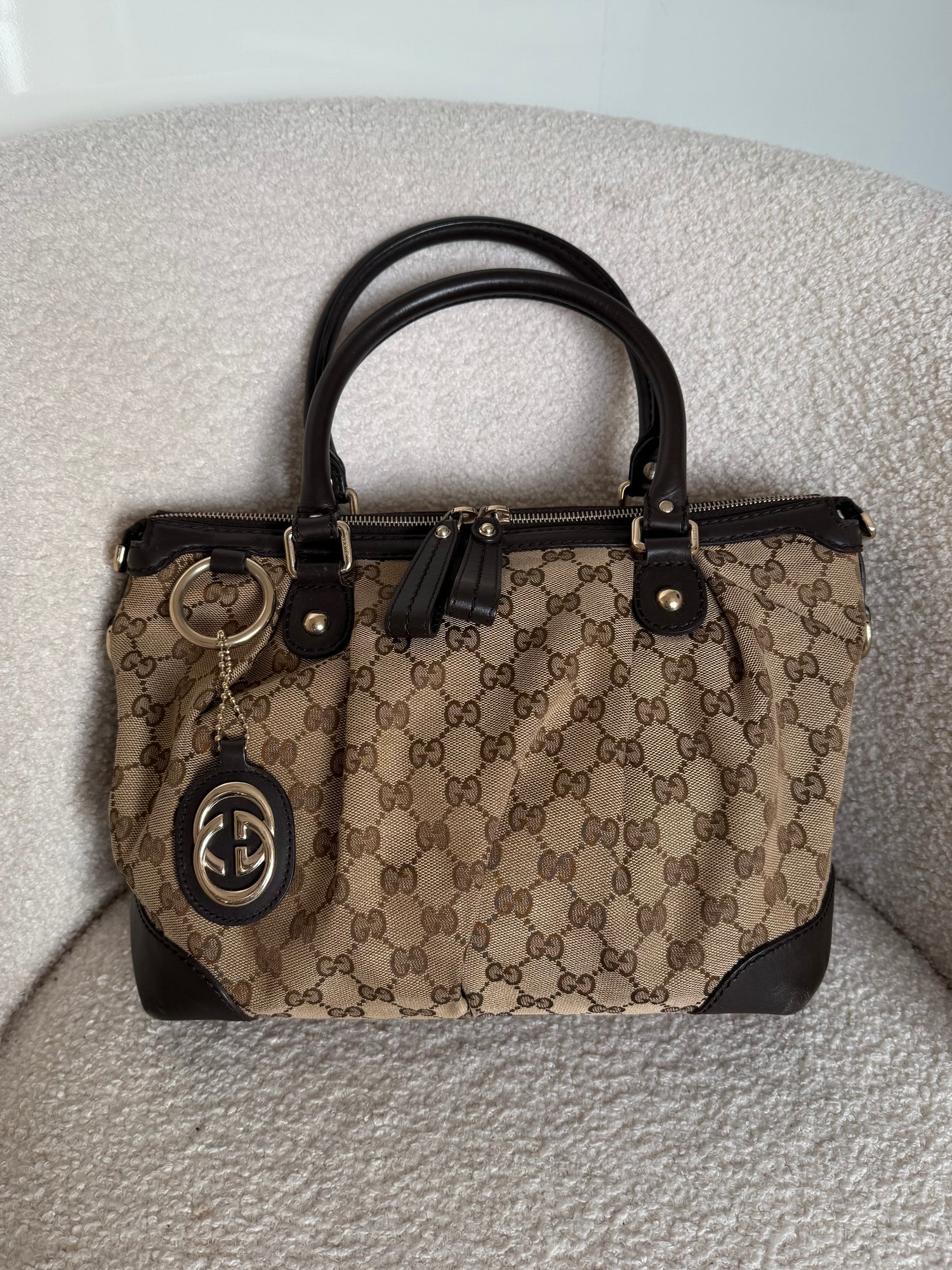 Vintage 90s Gucci Monogram Charm Handbag