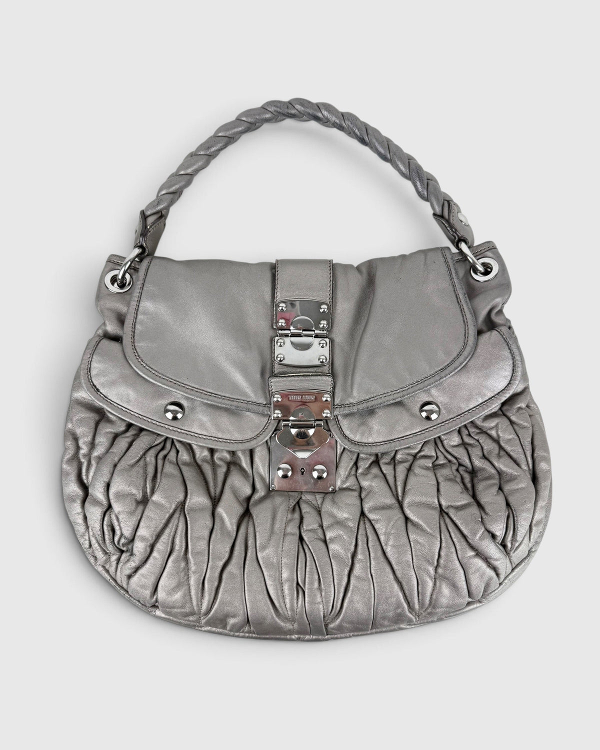 2010s Miu Miu Silver Coffer 2-Way Handbag