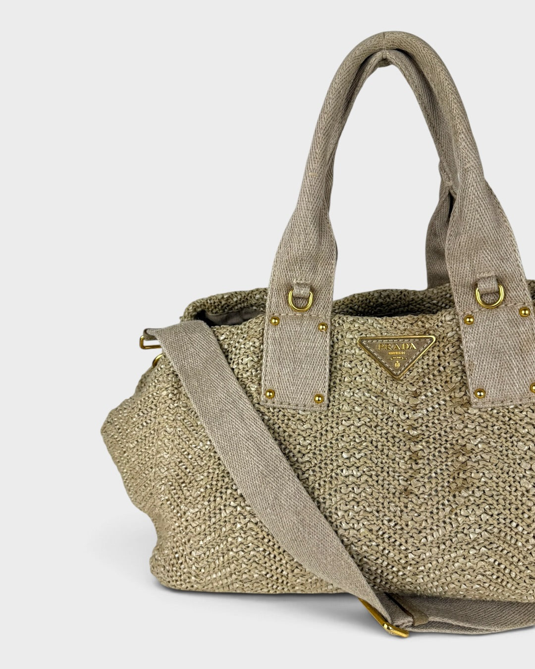 2000s Prada Raffia Woven 2Way Handbag