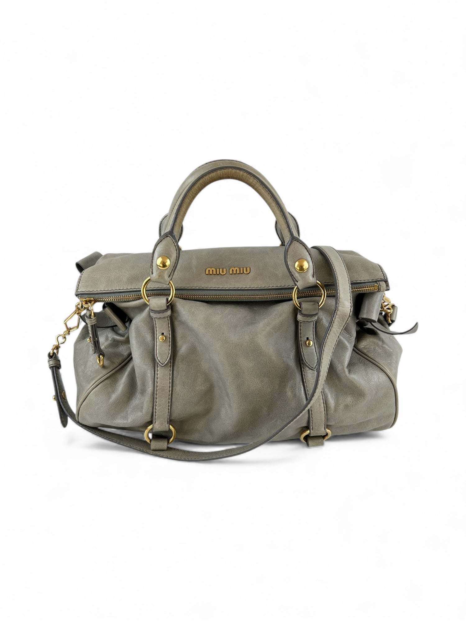 2000s Miu Miu Vitello Shine Leather Large 2way Bow Handbag