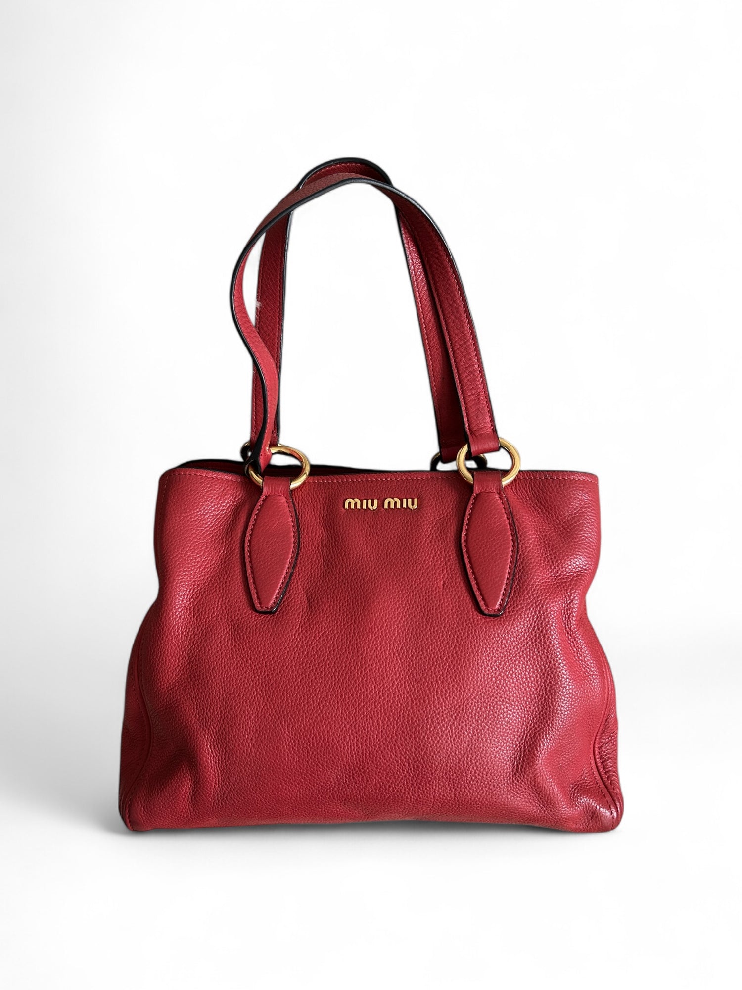 Miu Miu Vitello Leather Mini Red Tote Bag