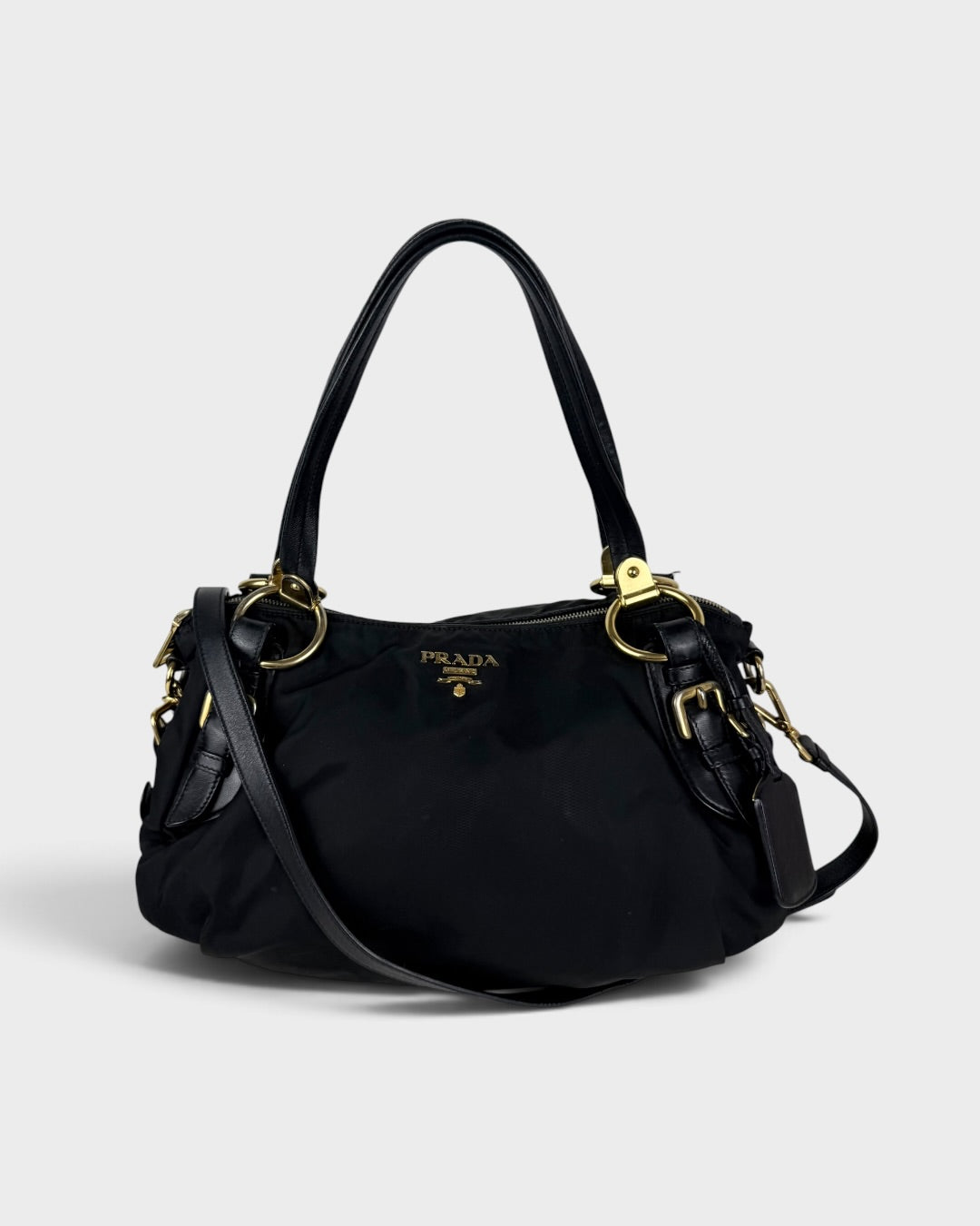 2010s Prada Black Tessuto Nylon 2Way Handbag