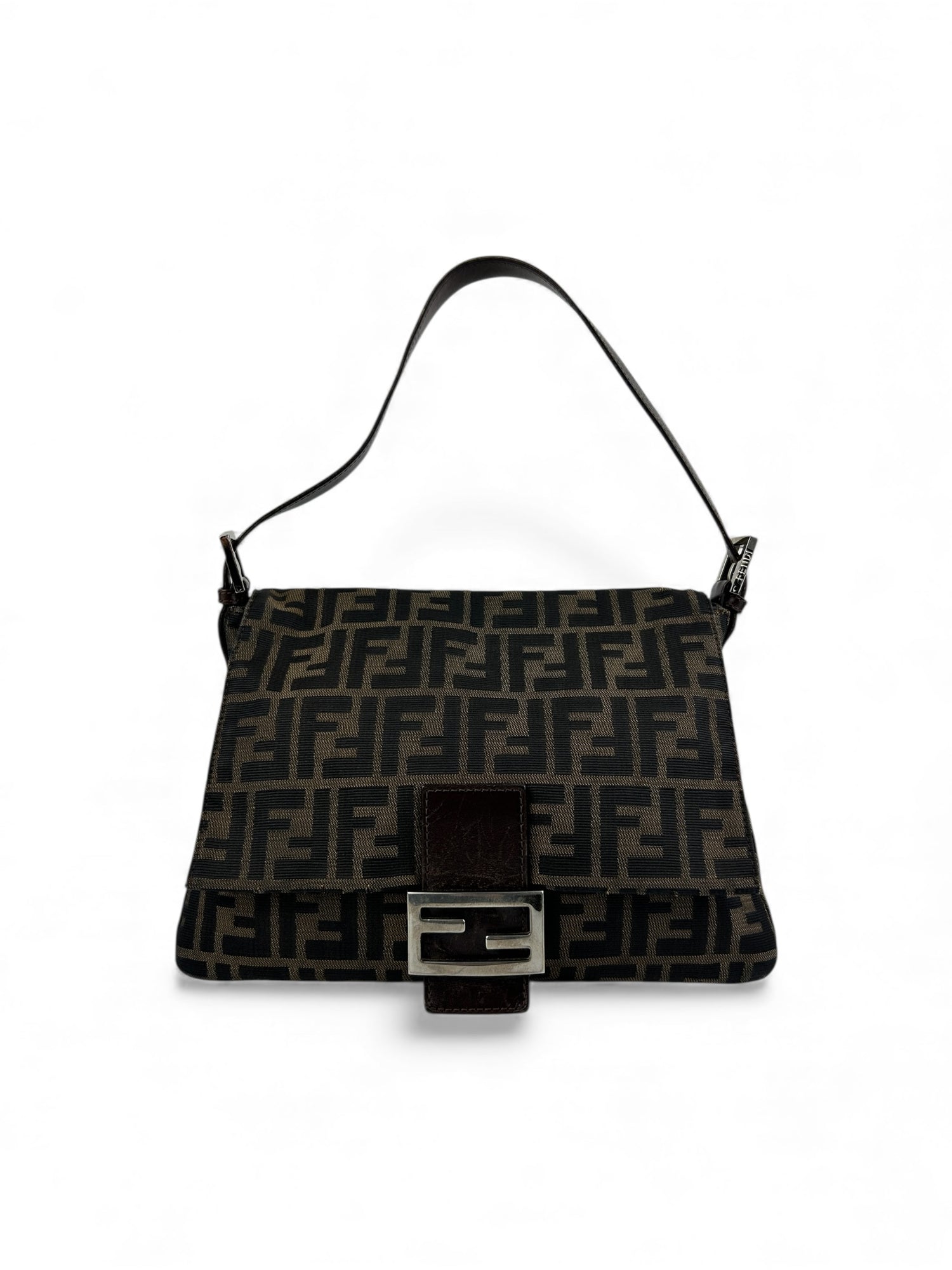 Vintage 90s Fendi Zucca Classic Mamma Baguette Shoulder Bag
