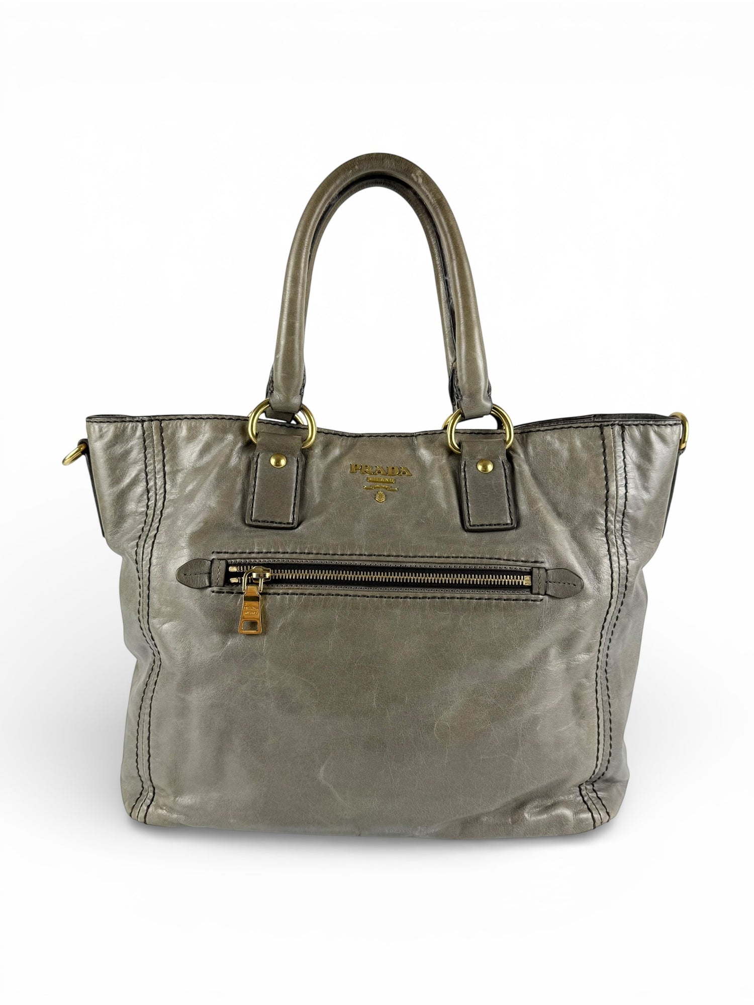 2010s Prada Vitello Shine Cargo Tote Bag