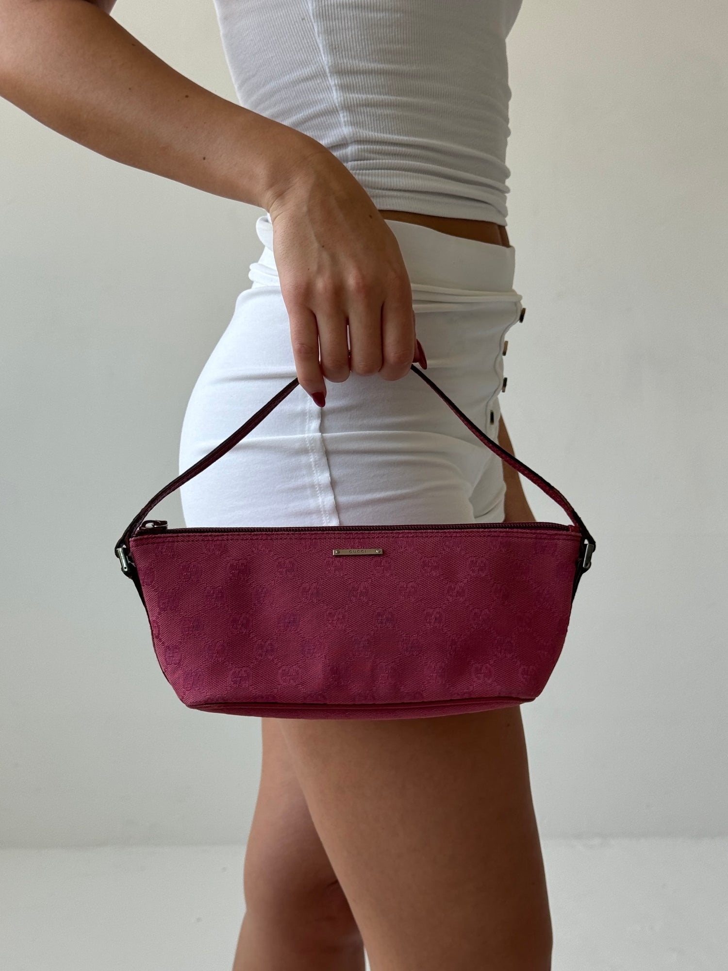 Vintage Gucci Monogram Pochette Bag (Pink)
