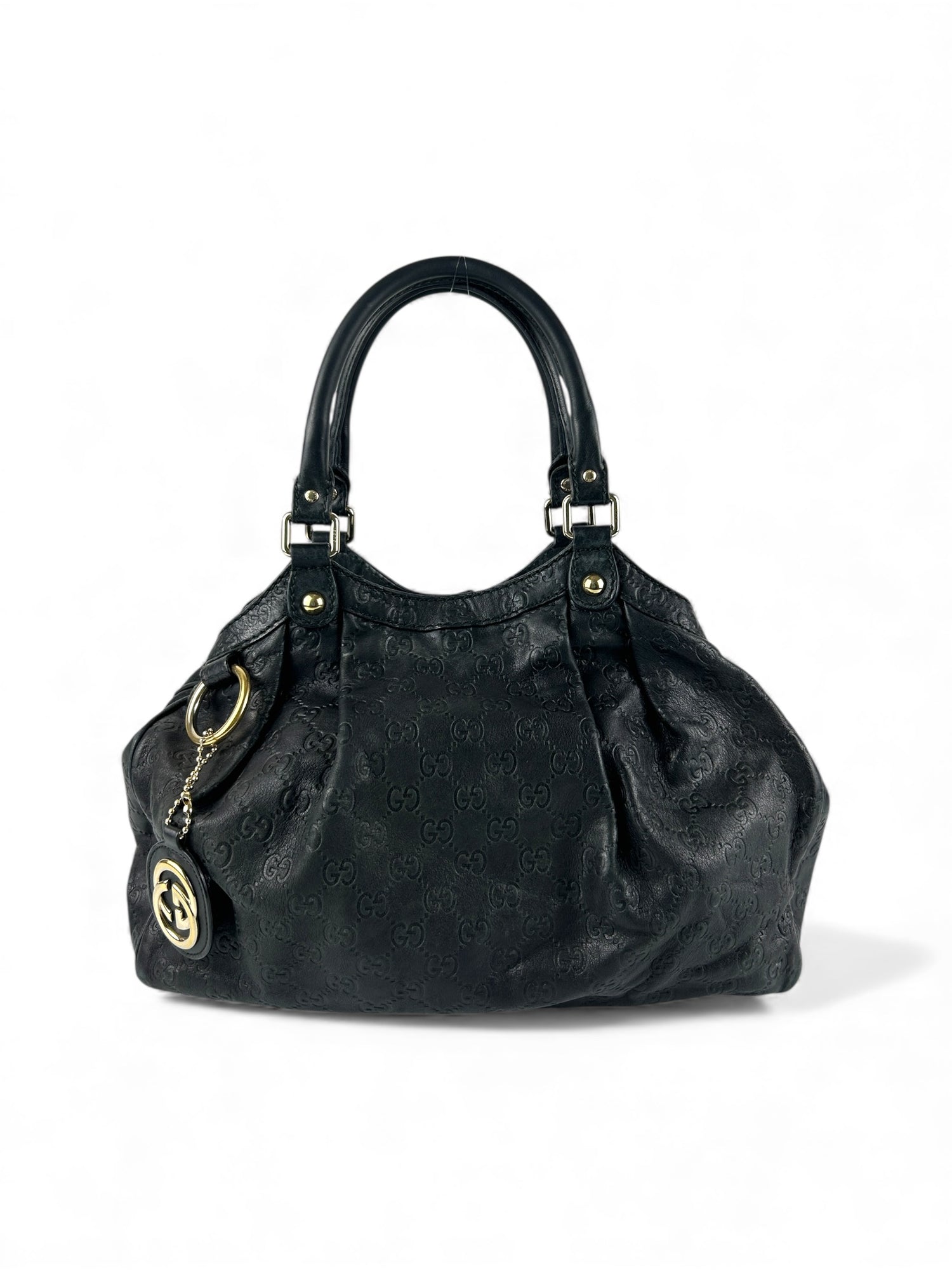 Vintage 90s Gucci Guccissima Black Leather Sukey Handbag