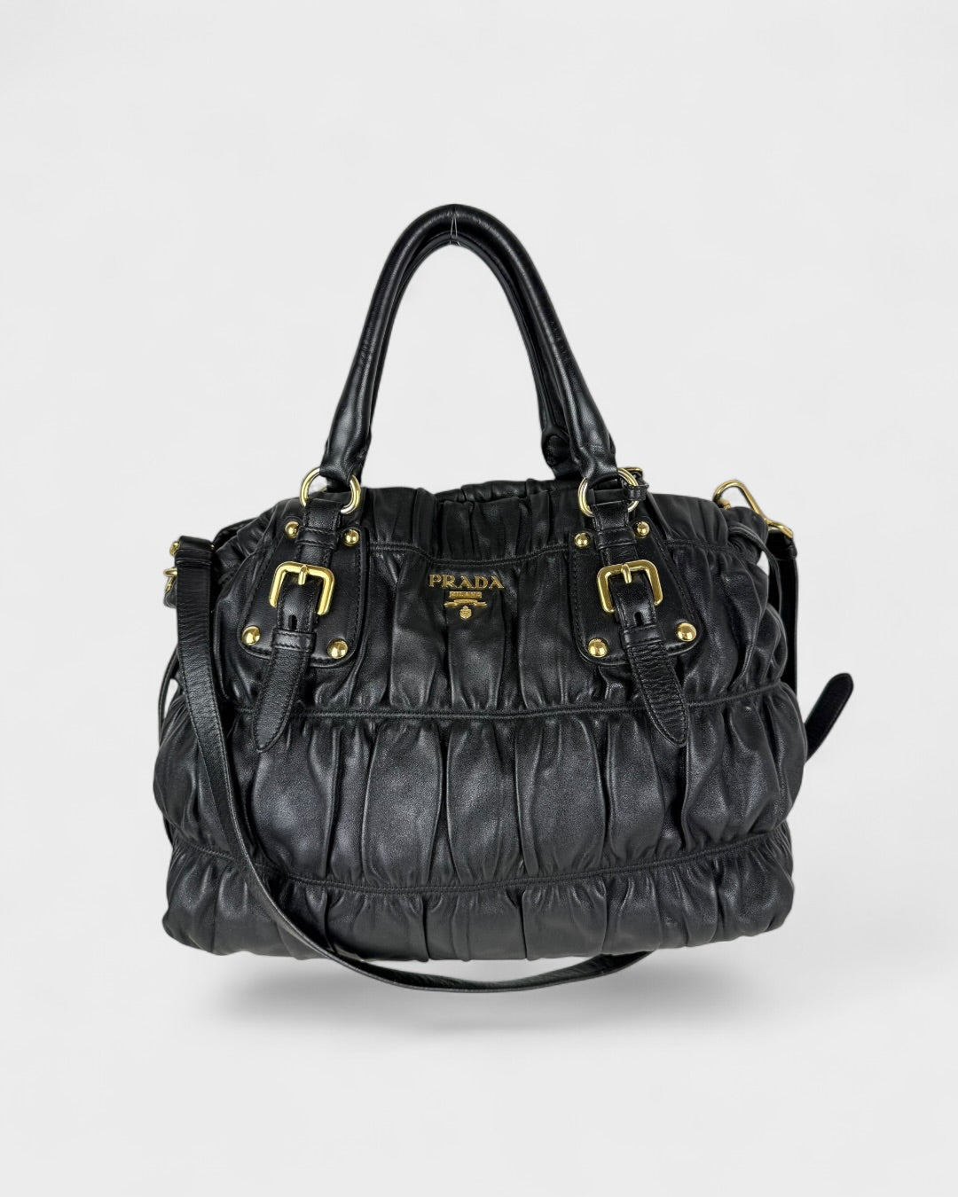 2010 Prada Nappa Gaufre Nero 2Way Handbag