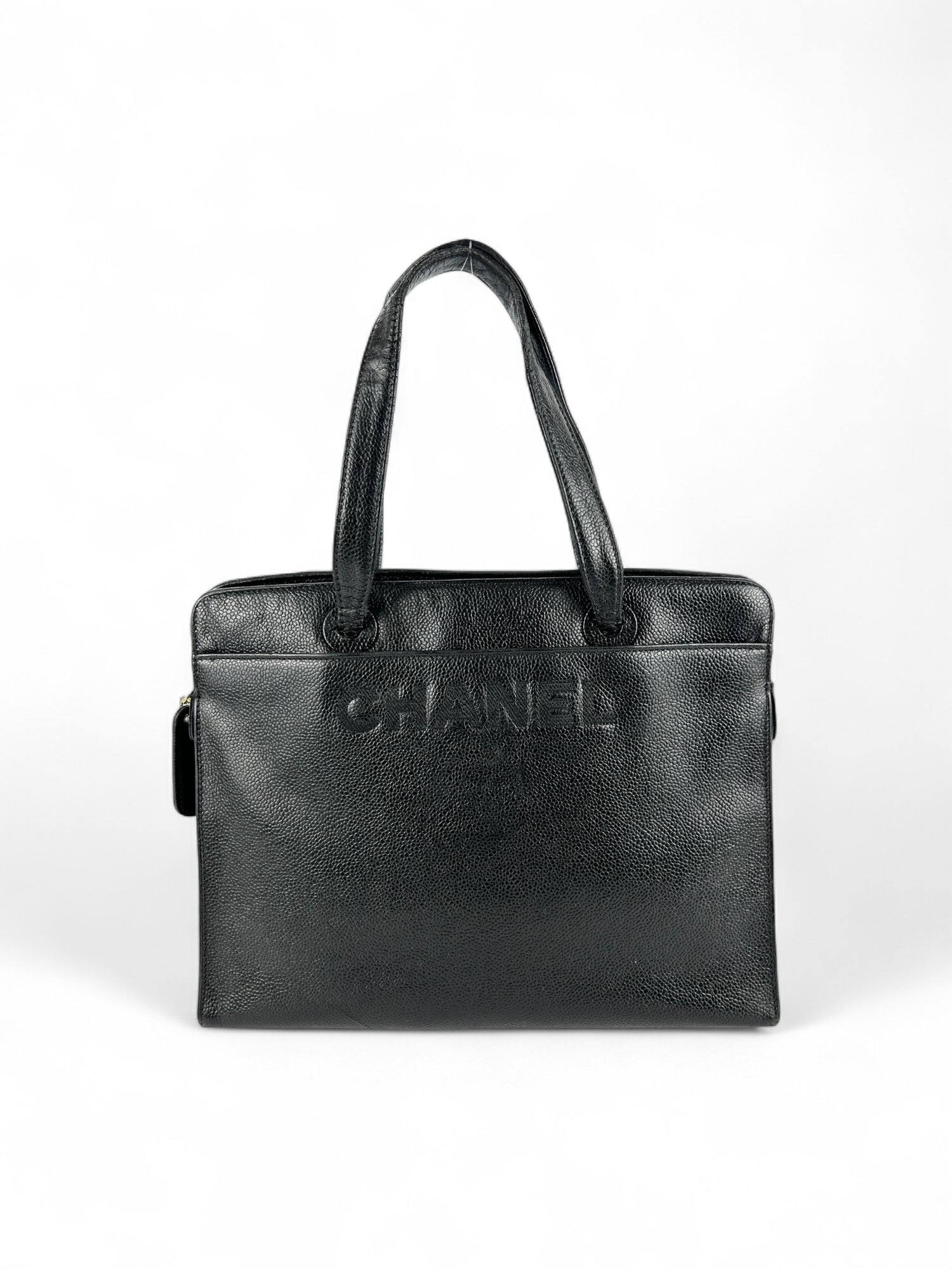 Vintage Chanel Black Caviar Leather Petite Tote Bag (1997-1999)