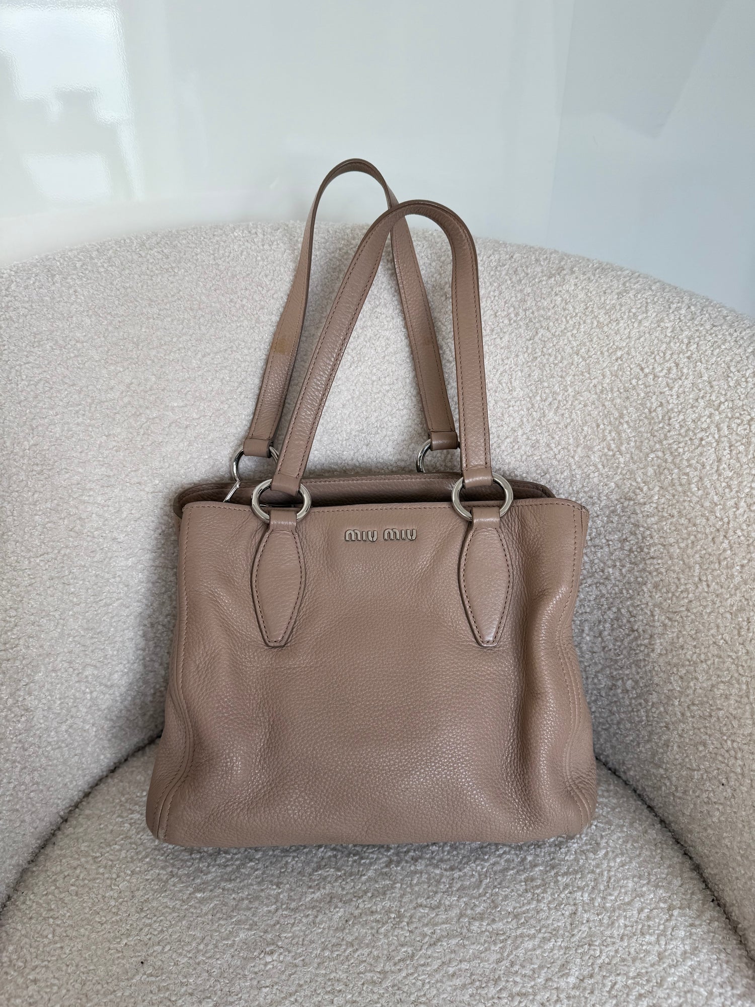 2010s Miu Miu Grained Leather Tote Bag