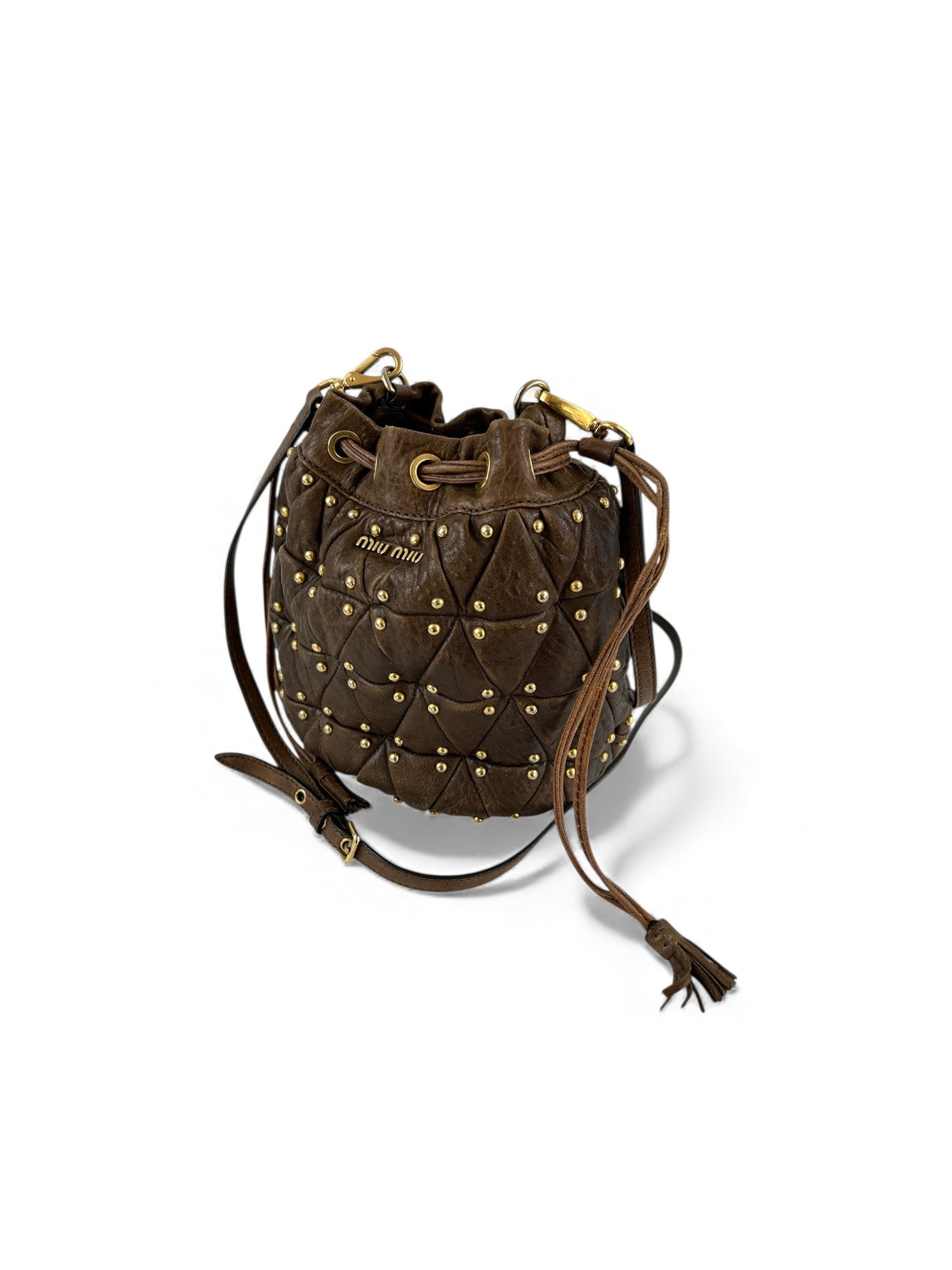 RARE 2000s Miu Miu Leather Studded Pouch Bag