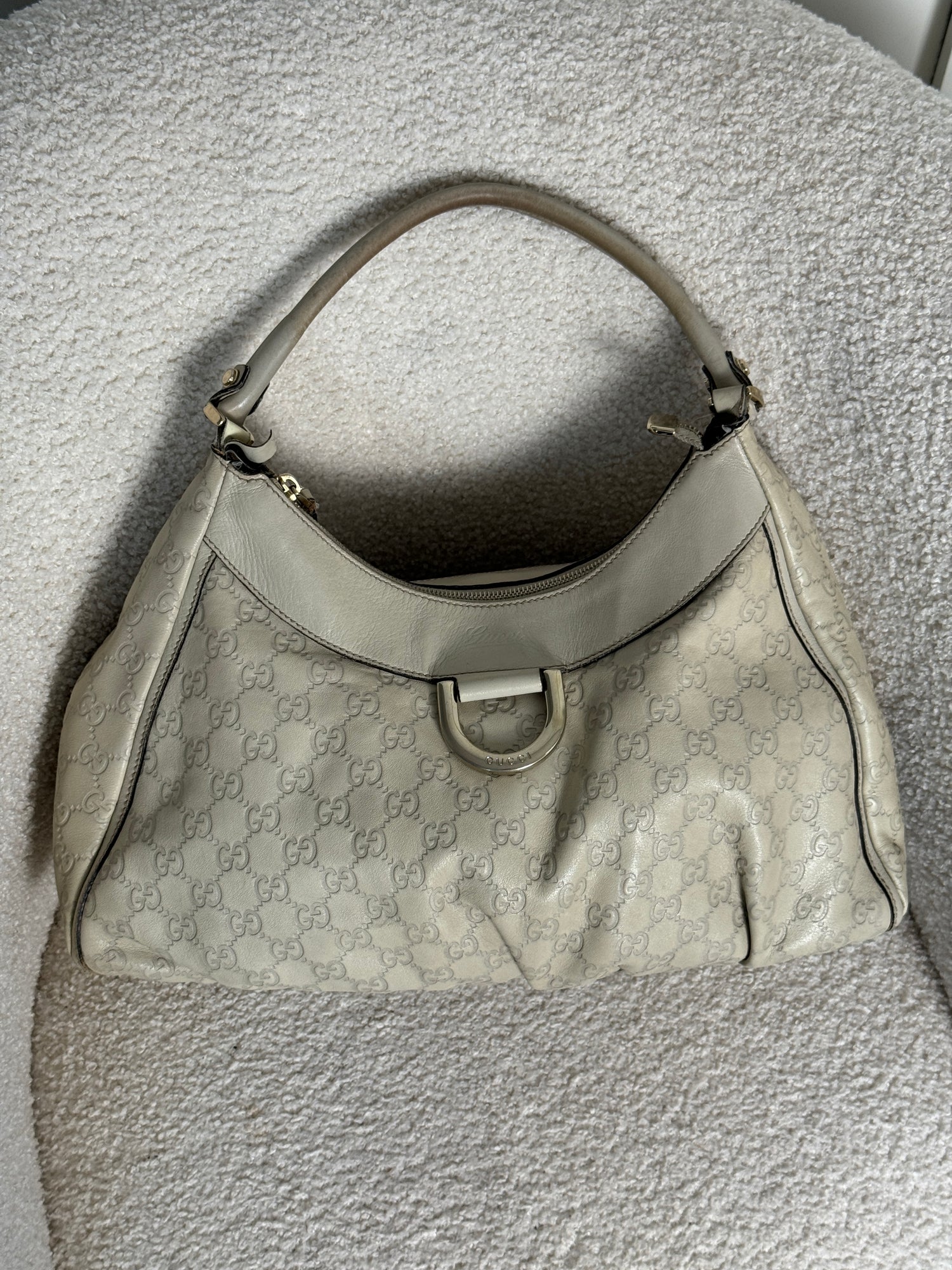 Vintage 90s Gucci Guccissima Large D Ring Shoulder Bag