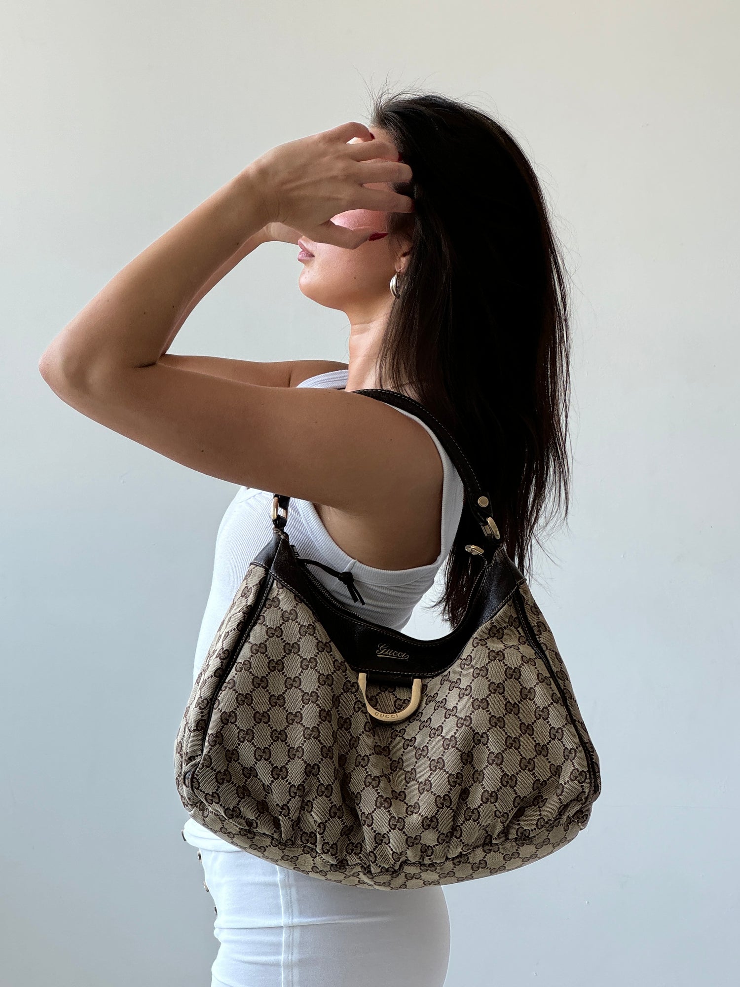 Vintage Gucci Monogram D Ring Shoulder Bag