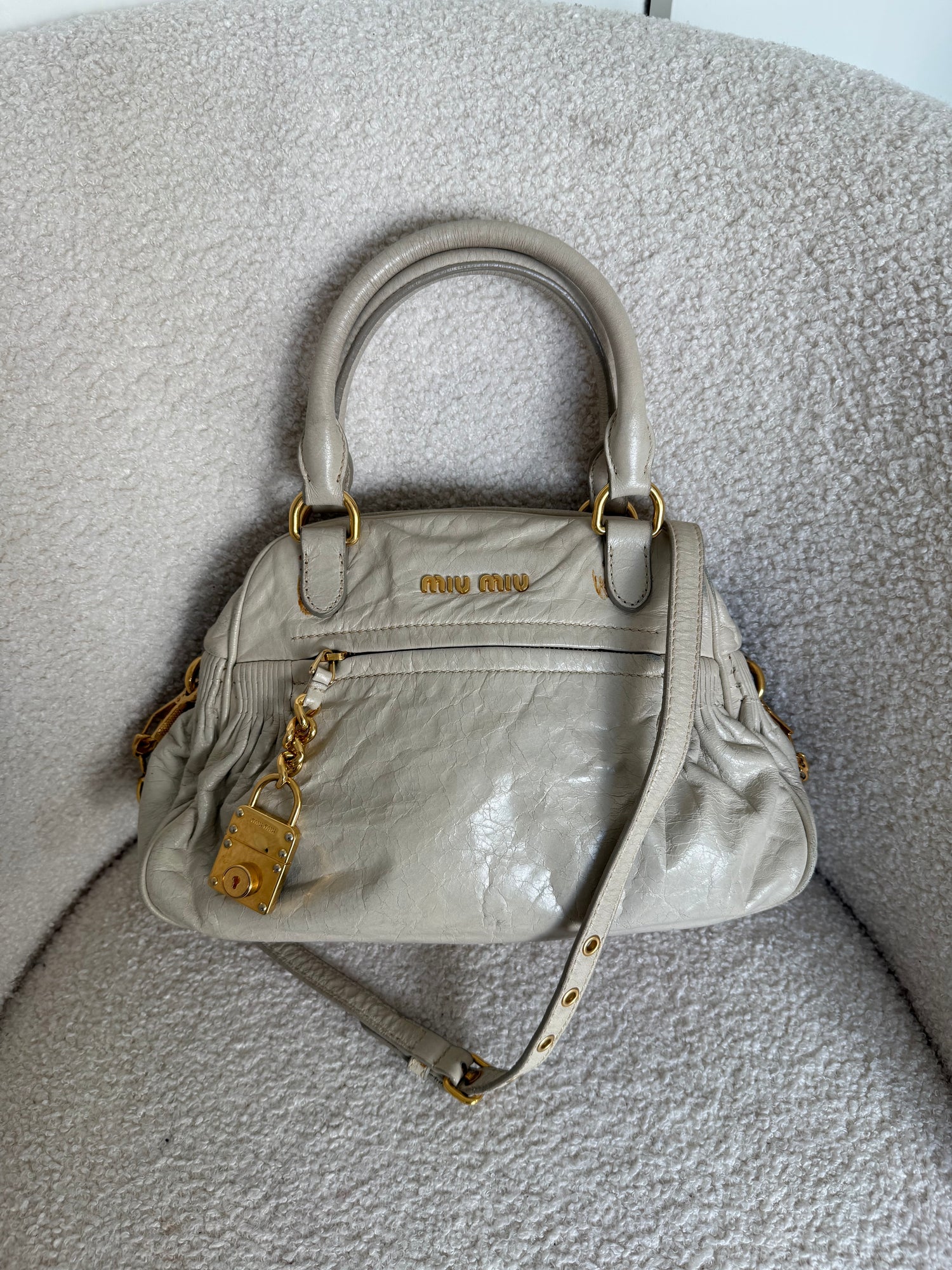2010s Miu Miu Vitello Shine 2Way Charm Handbag