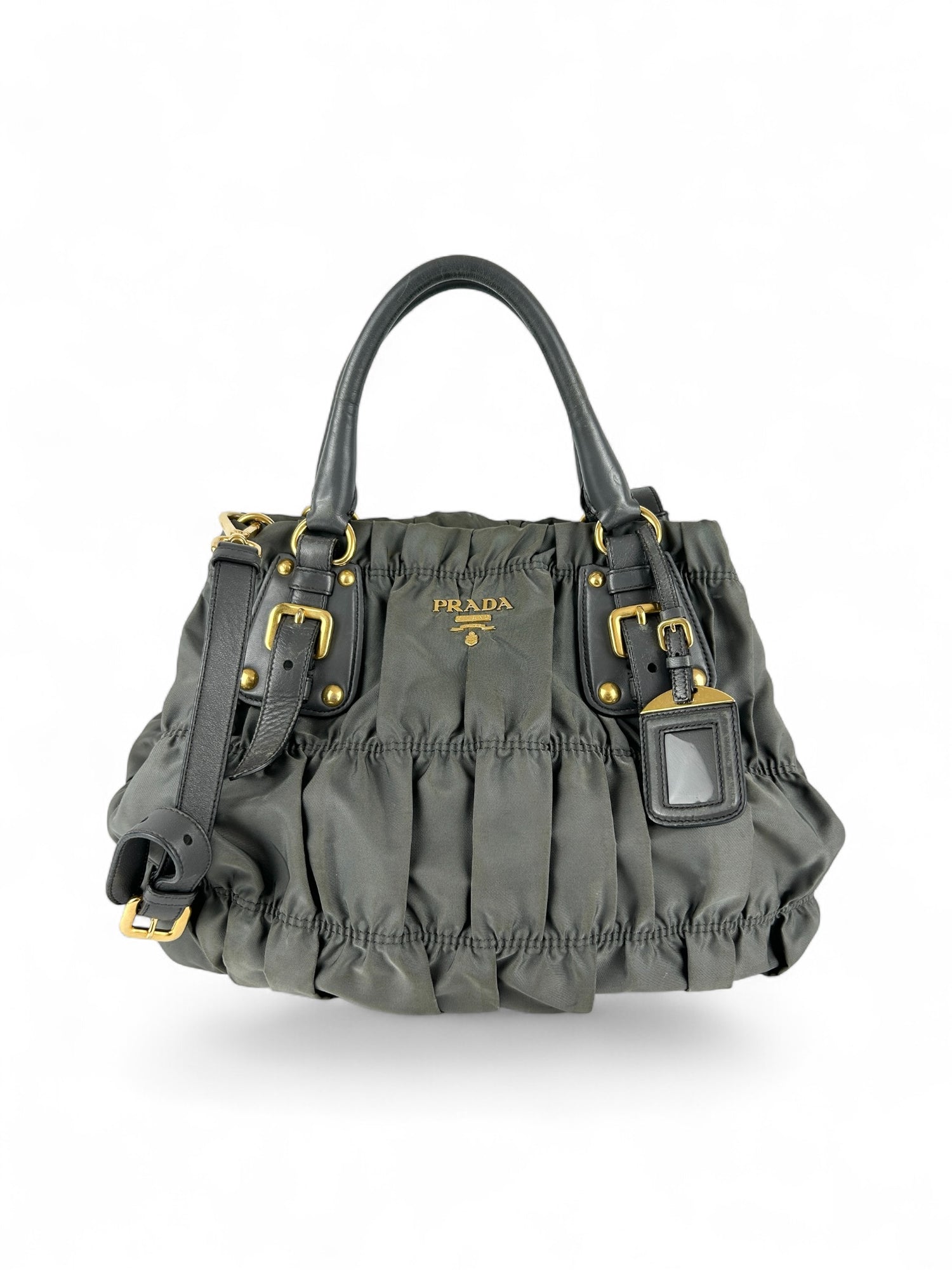 Vintage Prada Tessuto Nylon Grey 2way Satchel Bag 2000s